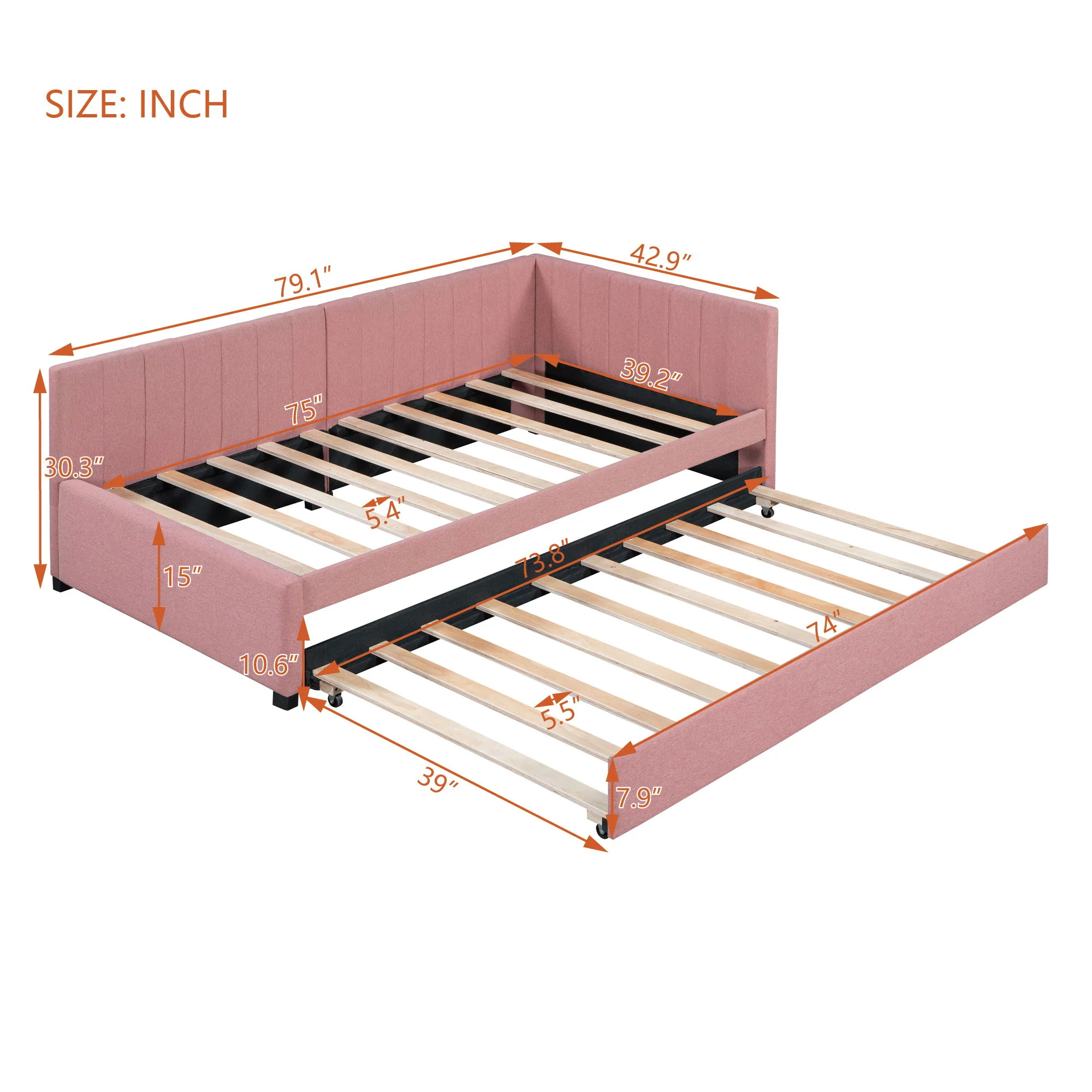 Upholstered Daybed, Sofa Bed Frame, No Box Spring Needed - Image 41