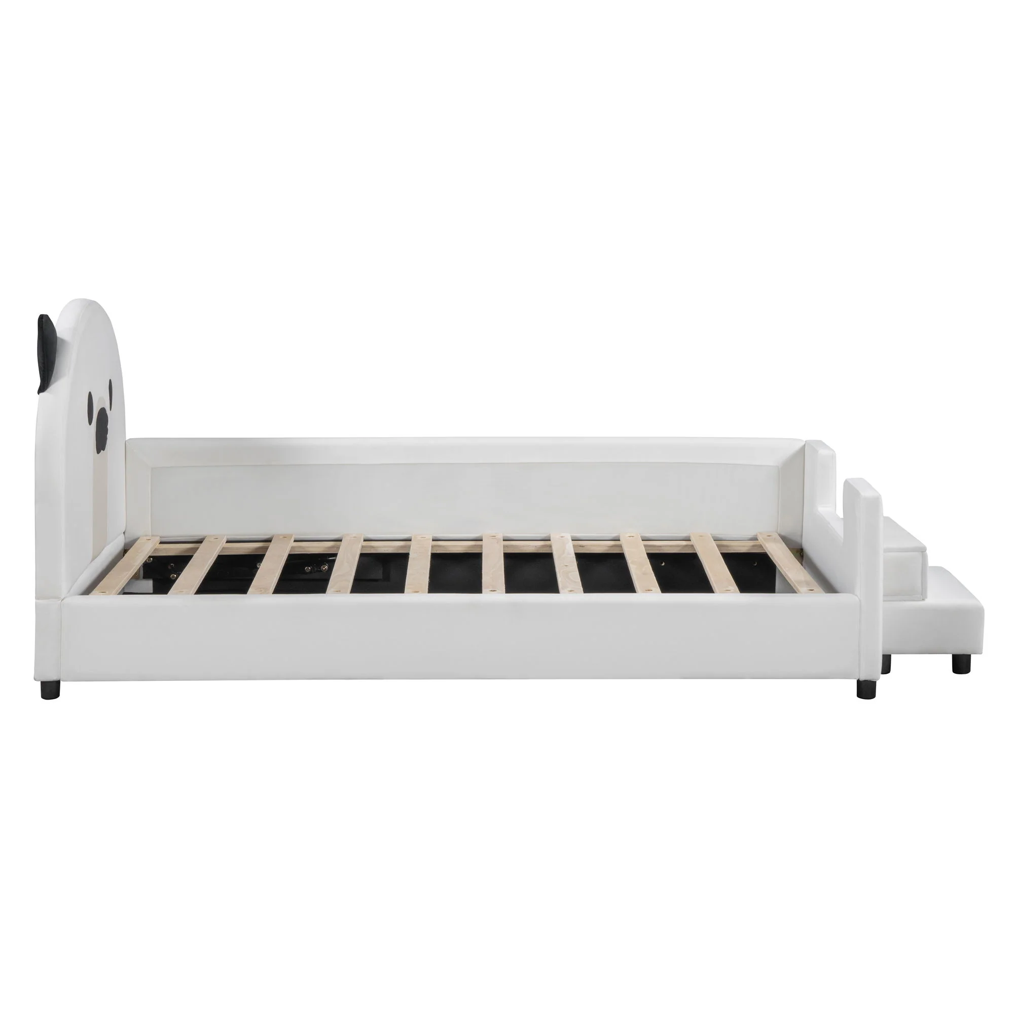 Upholstered Daybed With Bear Shaped Headboard, Hydraulic System And Breathable Fence - Image 16