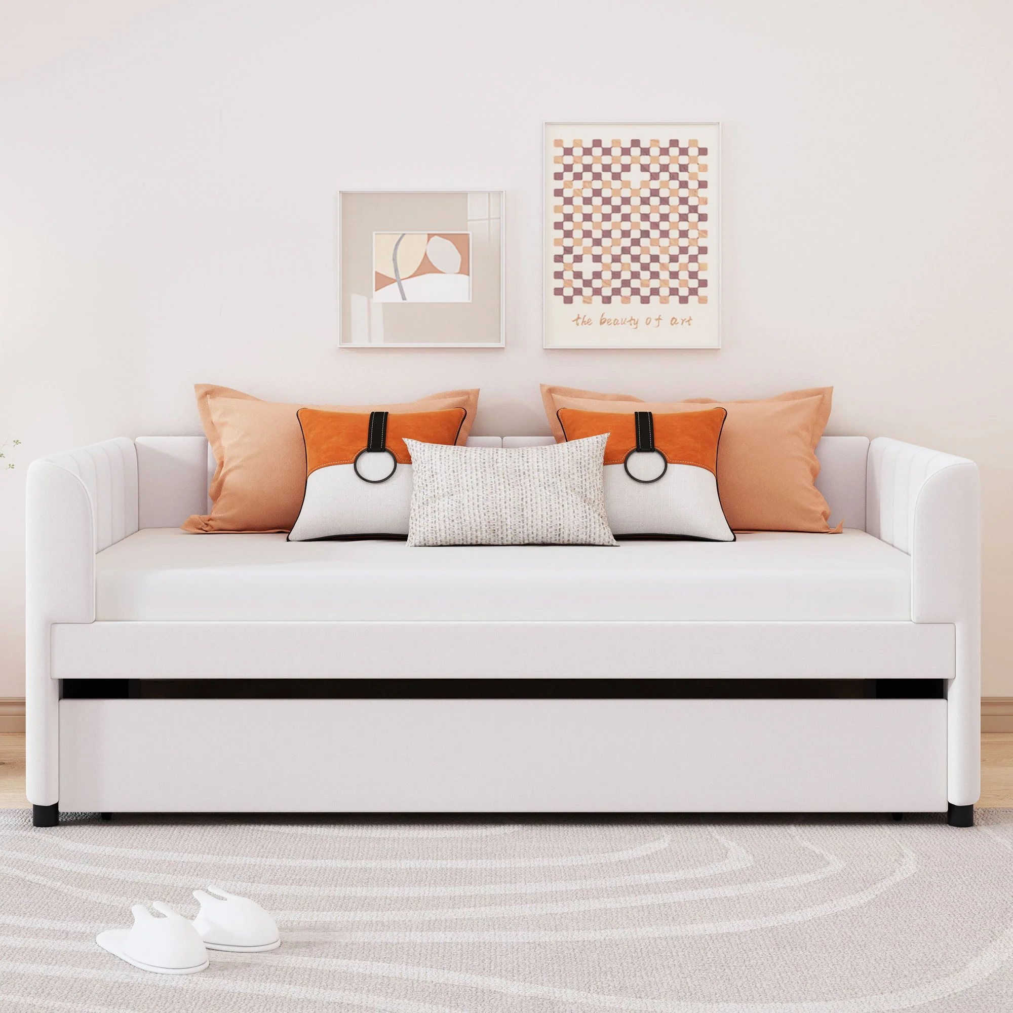 Upholstered Daybed With Ergonomic Design Backrest - Image 17