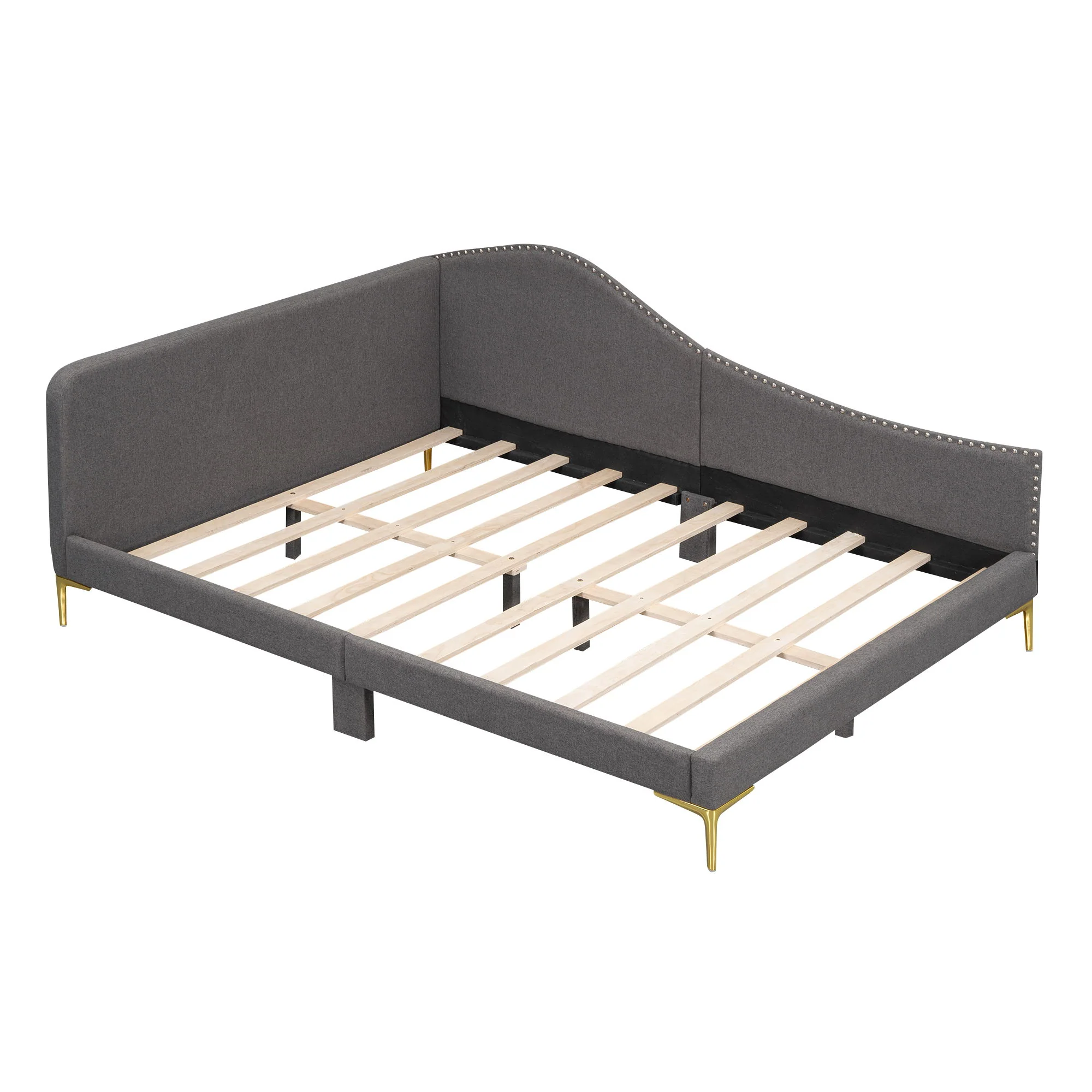 Upholstered Daybed With Headboard And Armrest, Support Legs - Image 3