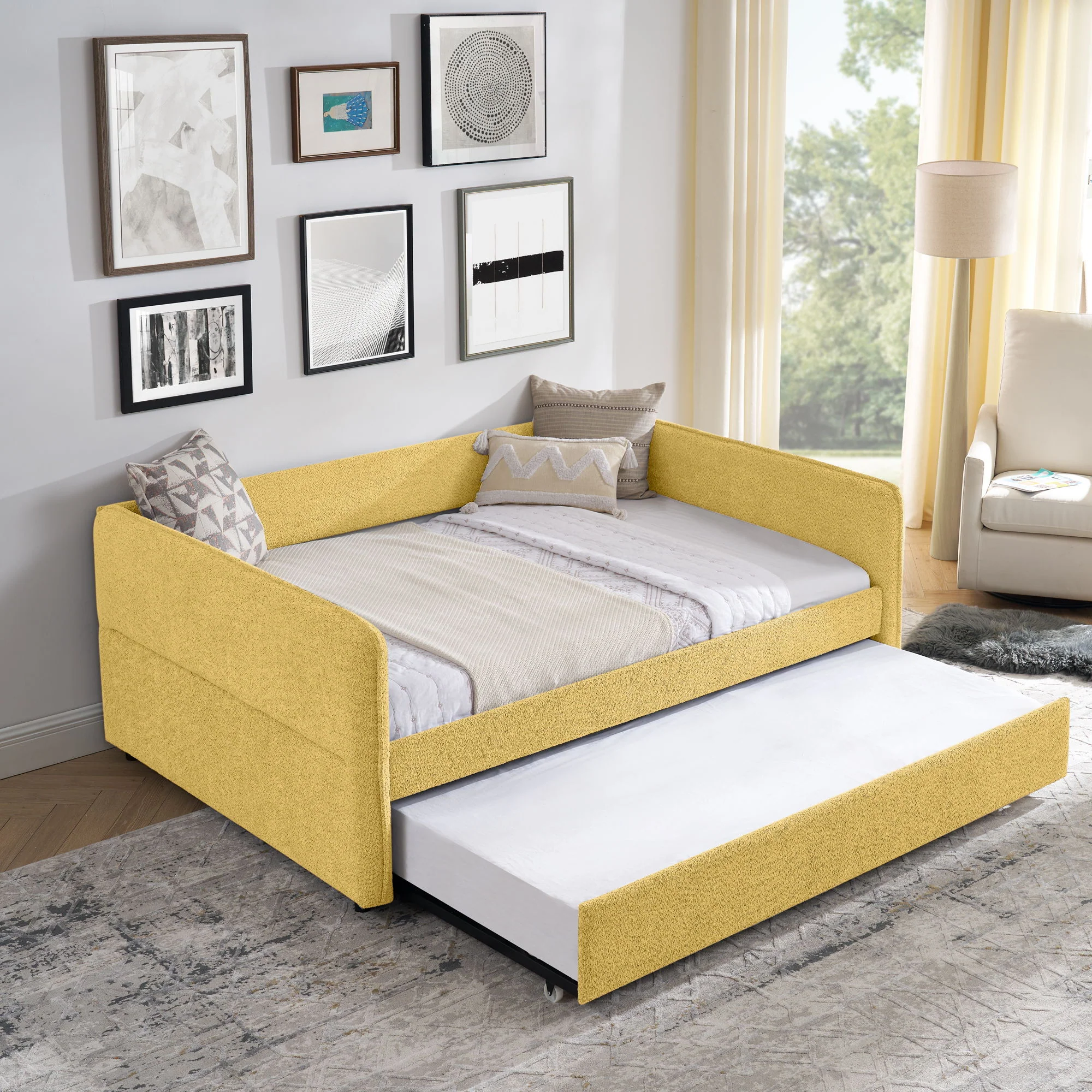 Upholstered Daybed With Pop Up Trundle - Image 42