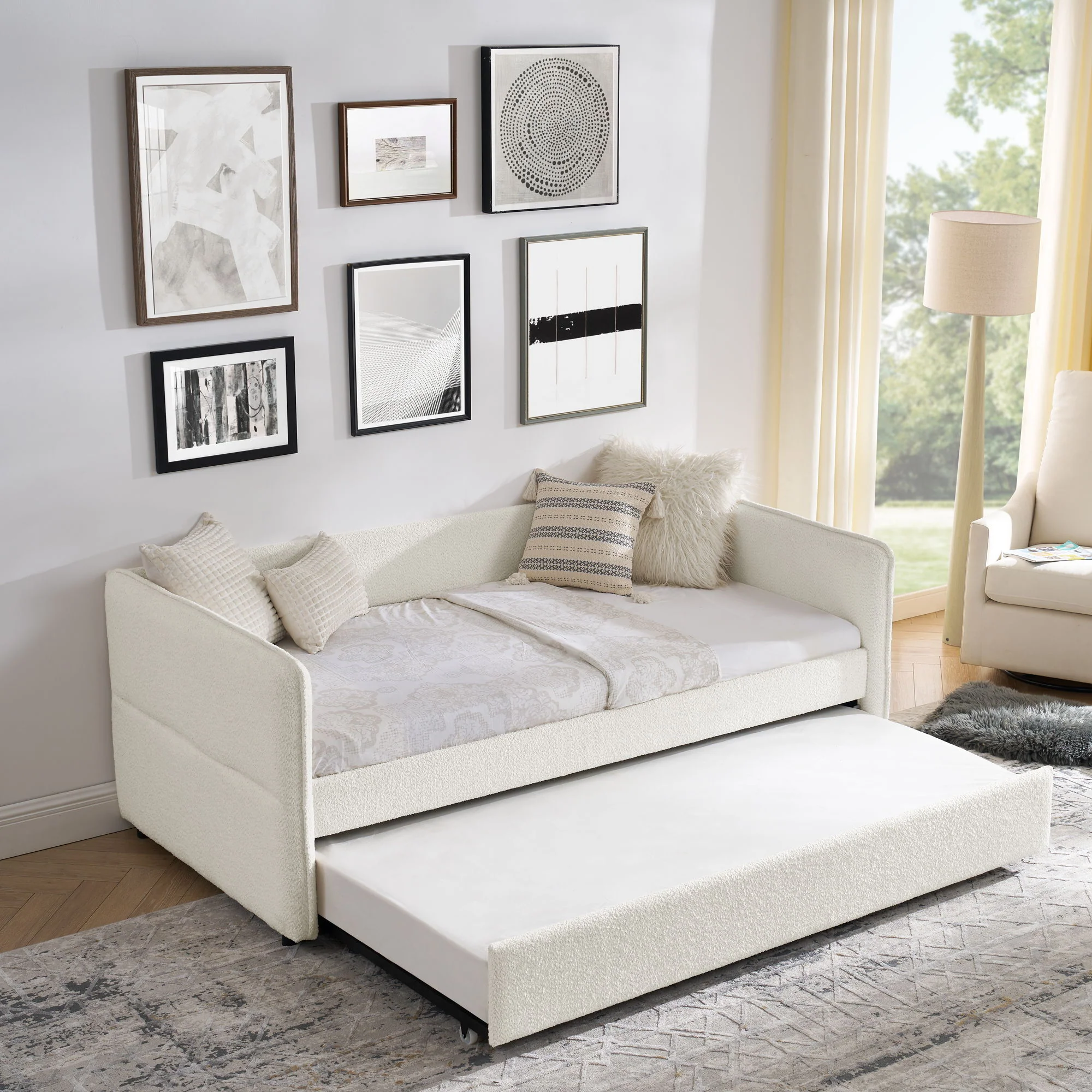 Upholstered Daybed With Pop Up Trundle - Image 46
