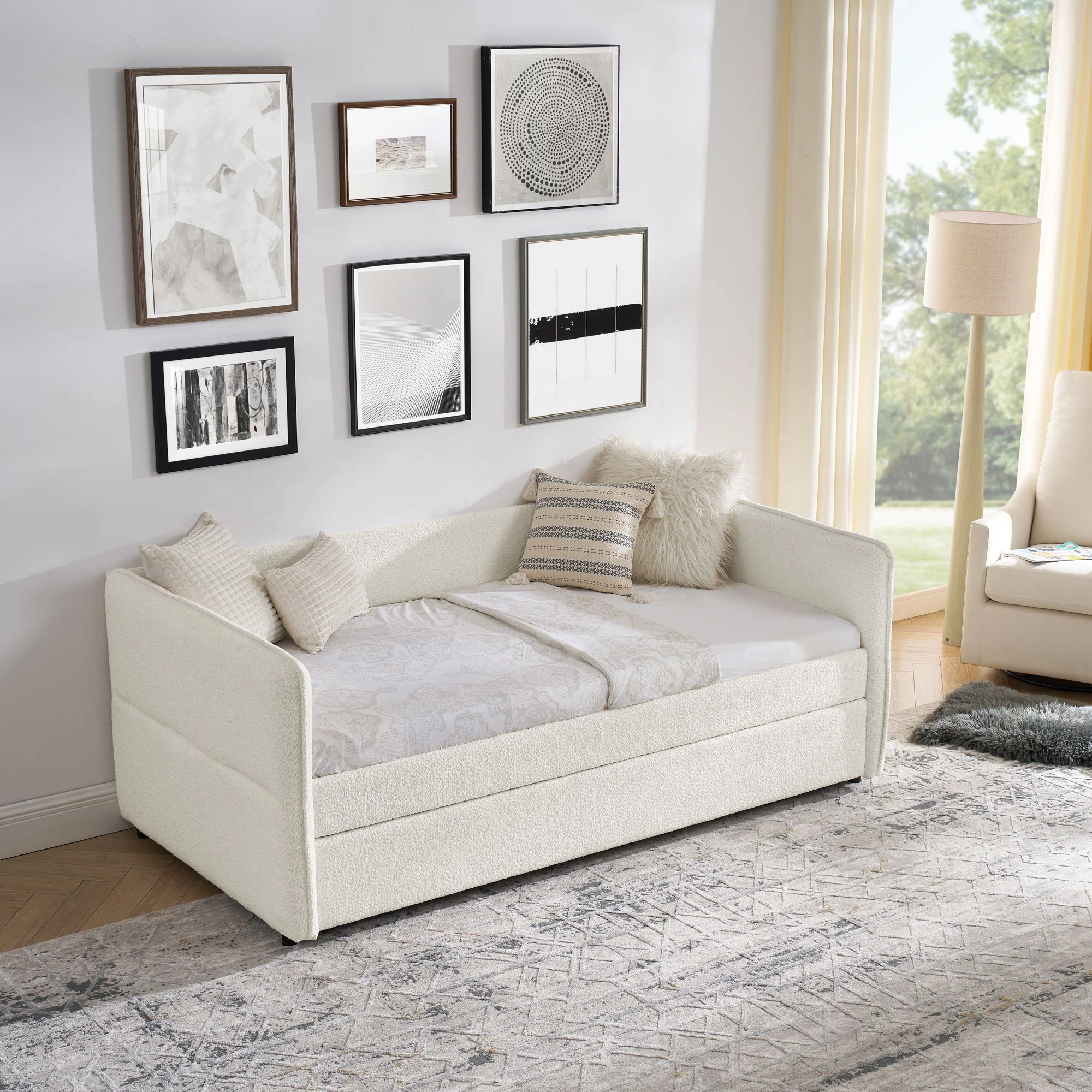 Upholstered Daybed With Pop Up Trundle - Image 50