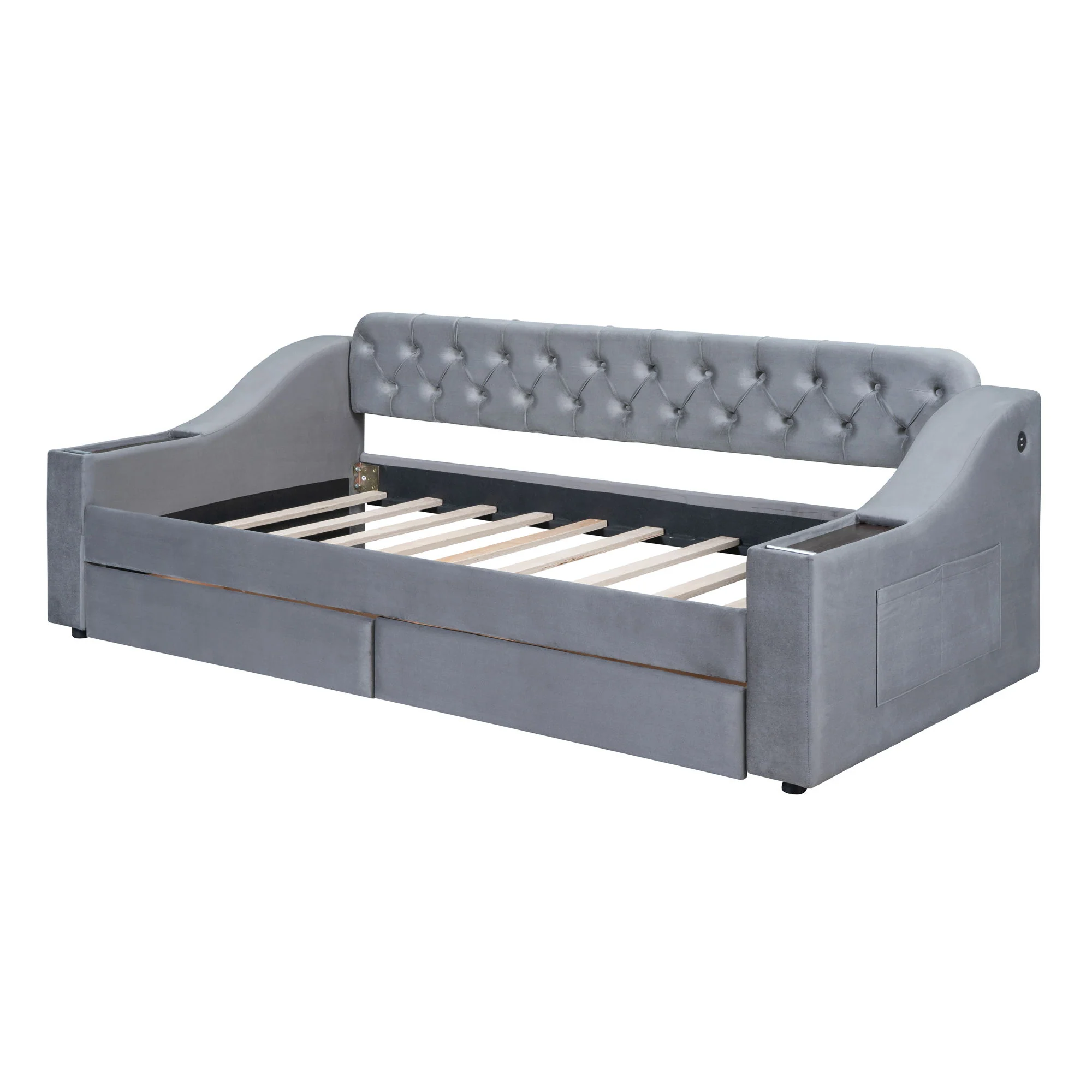 Upholstered Daybed With Storage Armrests And USB Port - Image 12