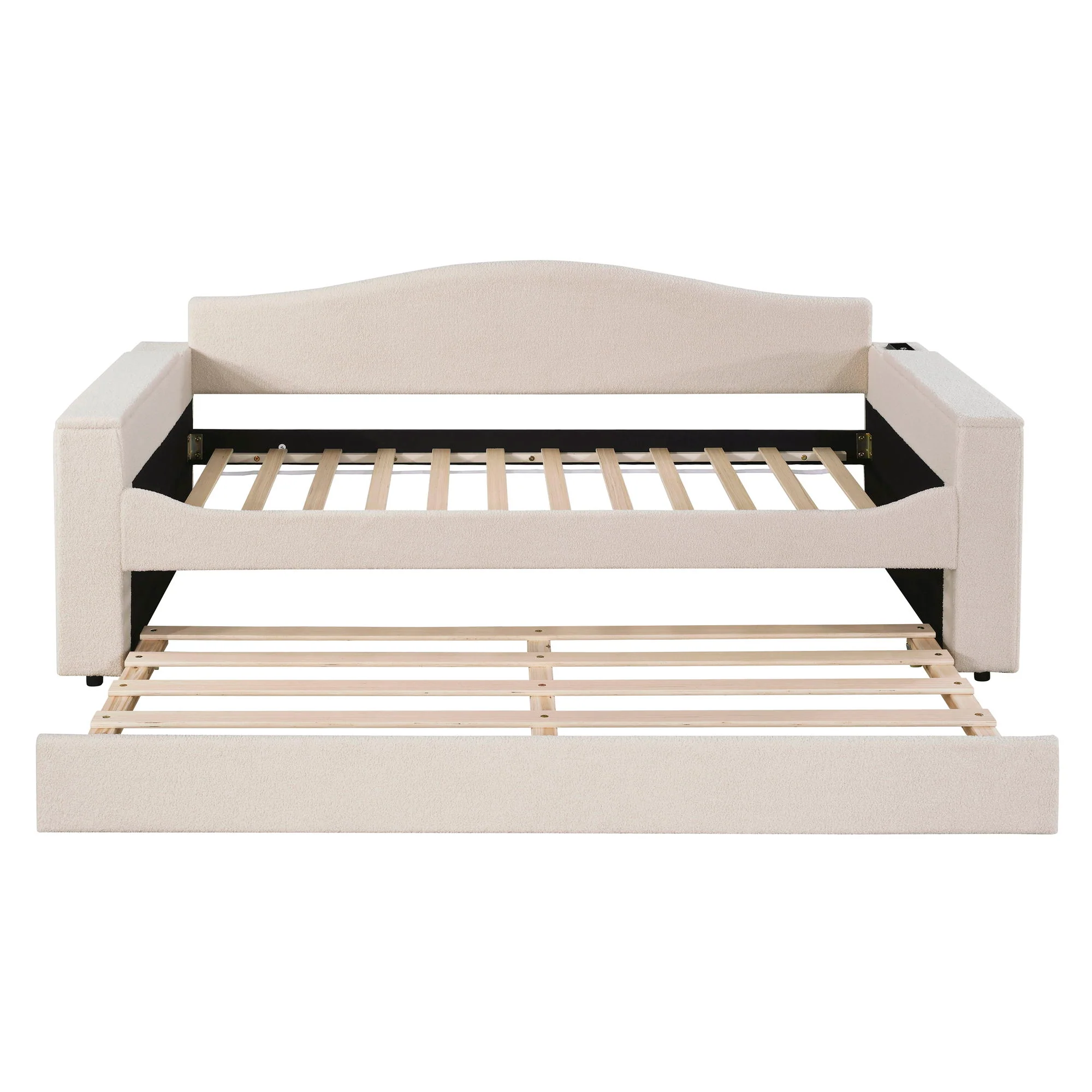 Upholstered Daybed With Storage Armrests, Trundle And Latest Integrated tooth Audio System - Image 16