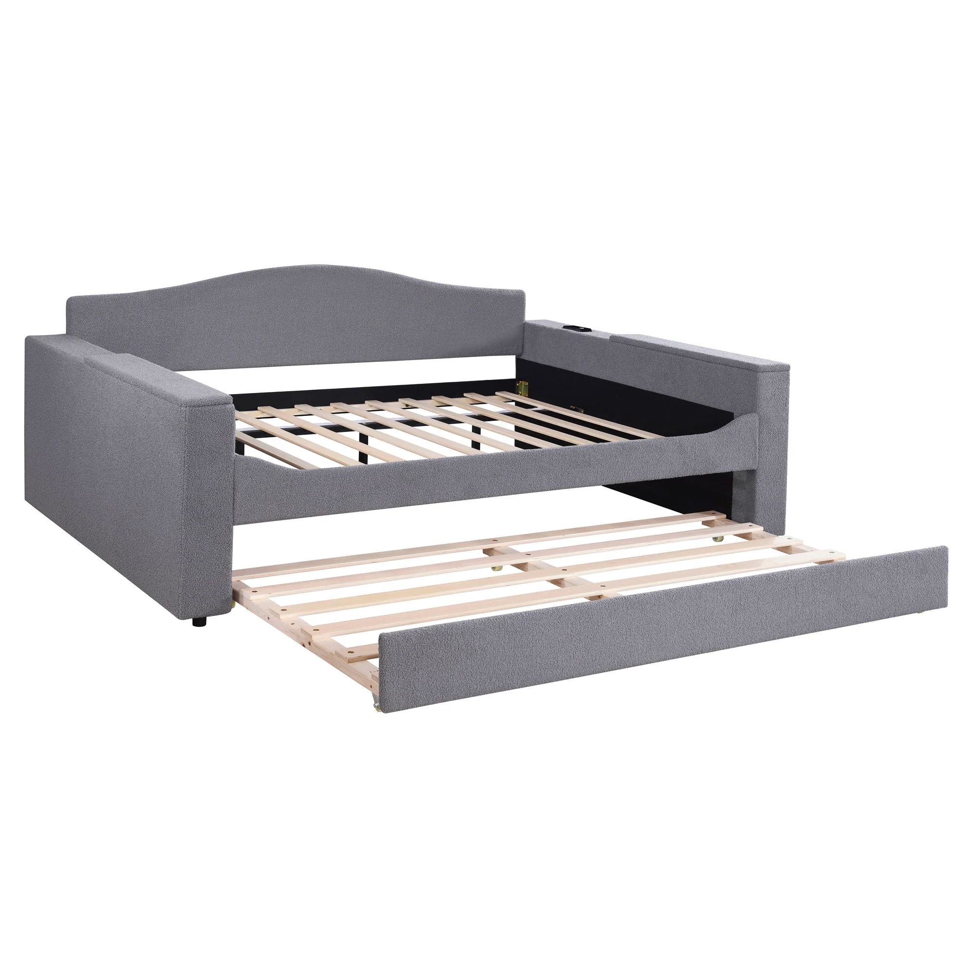 Upholstered Daybed With Storage Armrests, Trundle And Latest Integrated tooth Audio System - Image 32