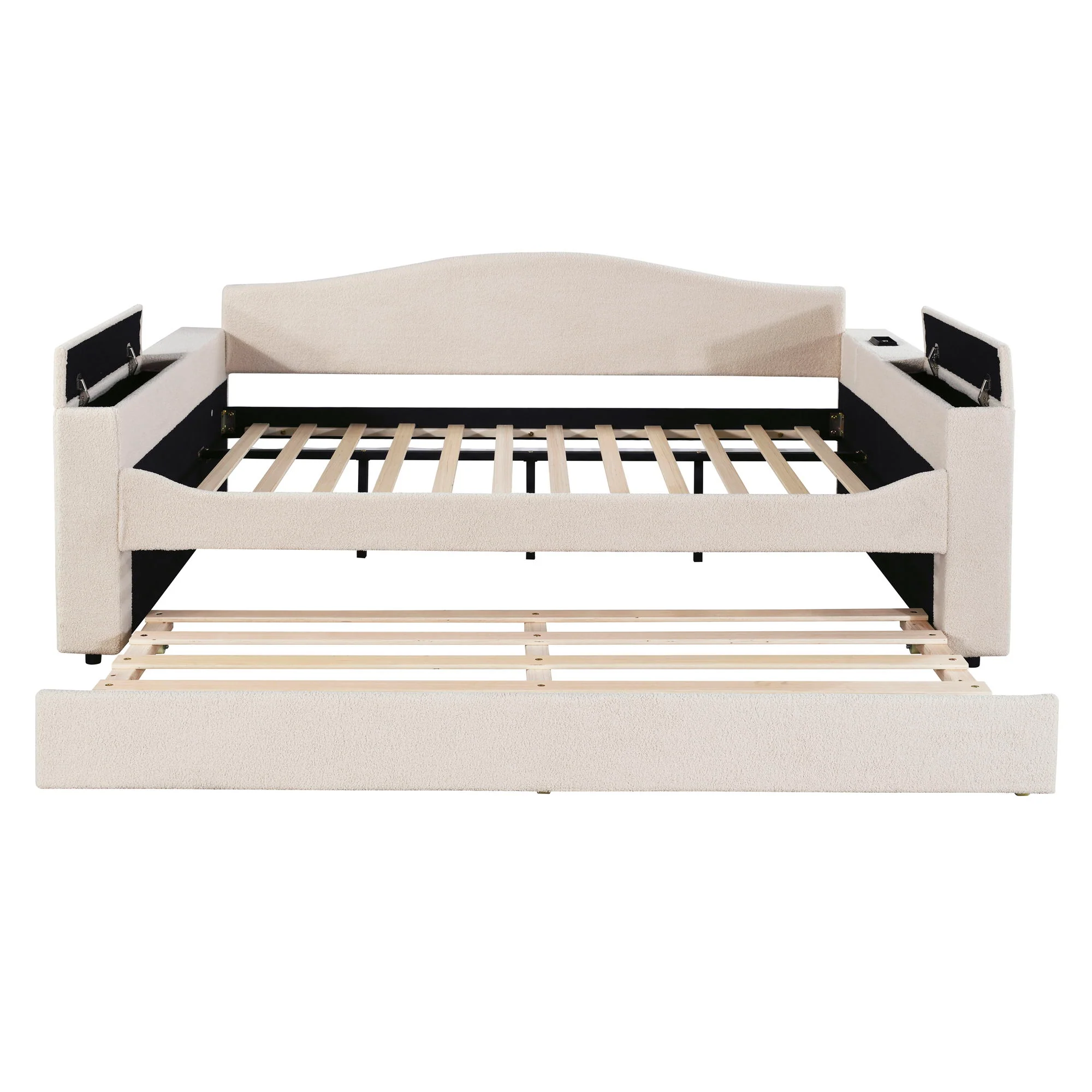 Upholstered Daybed With Storage Armrests, Trundle And Latest Integrated tooth Audio System - Image 52
