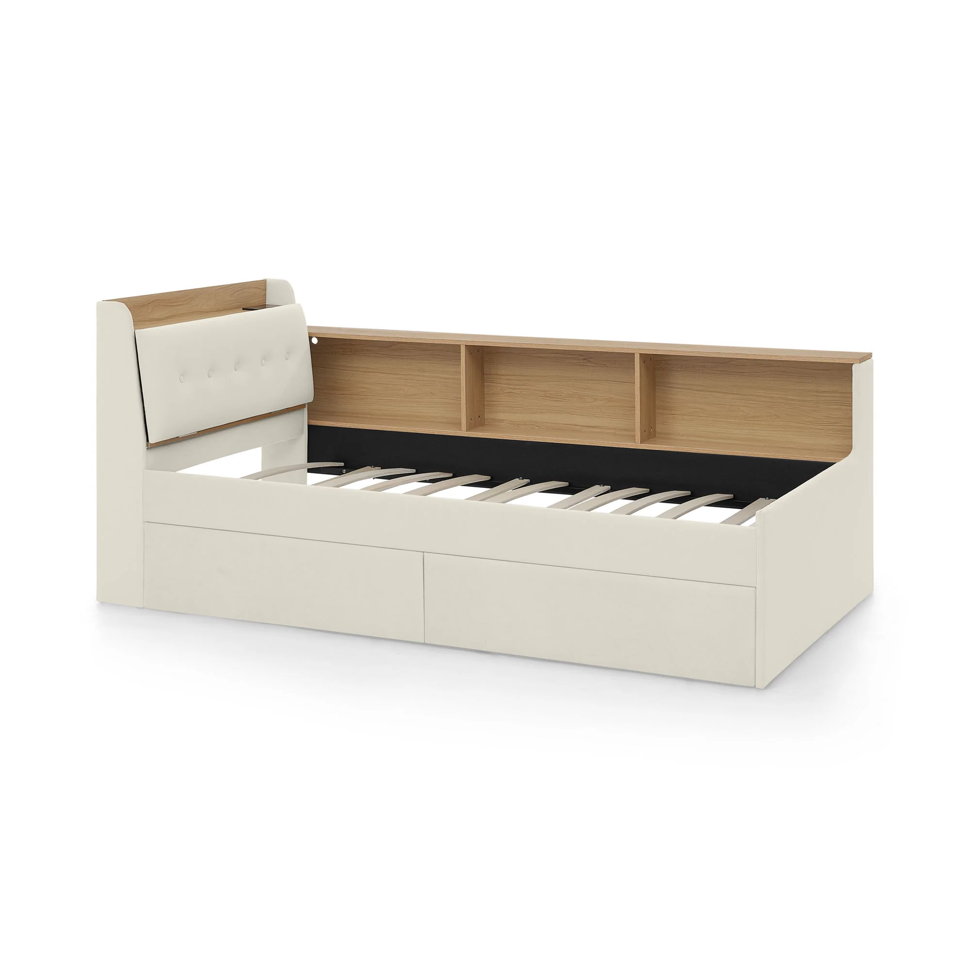 Upholstered Daybed With Storage Headboard, Wireless Charging, LED Lights - Image 19