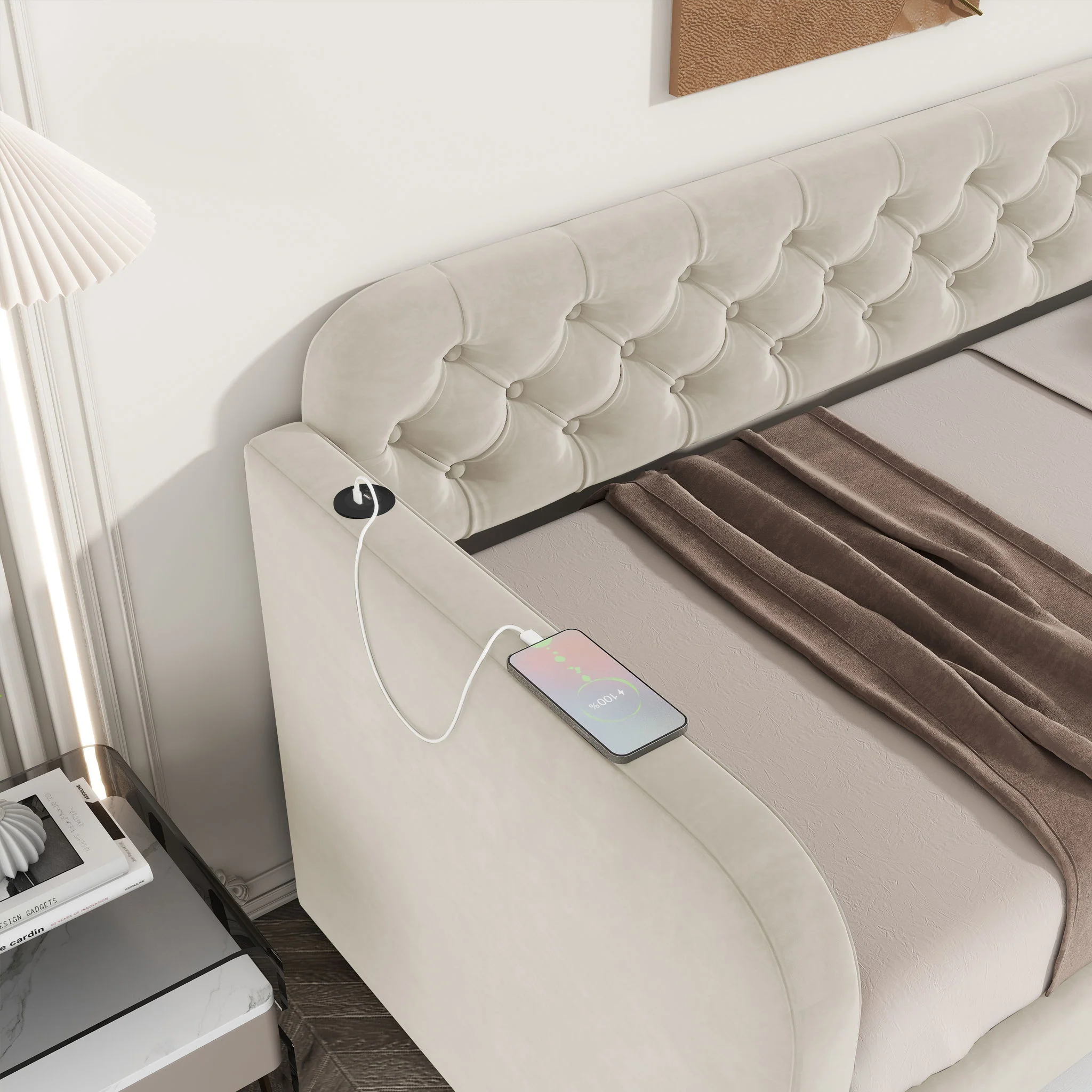 Upholstered Daybed With Trundle And USB Charging Design - Image 8