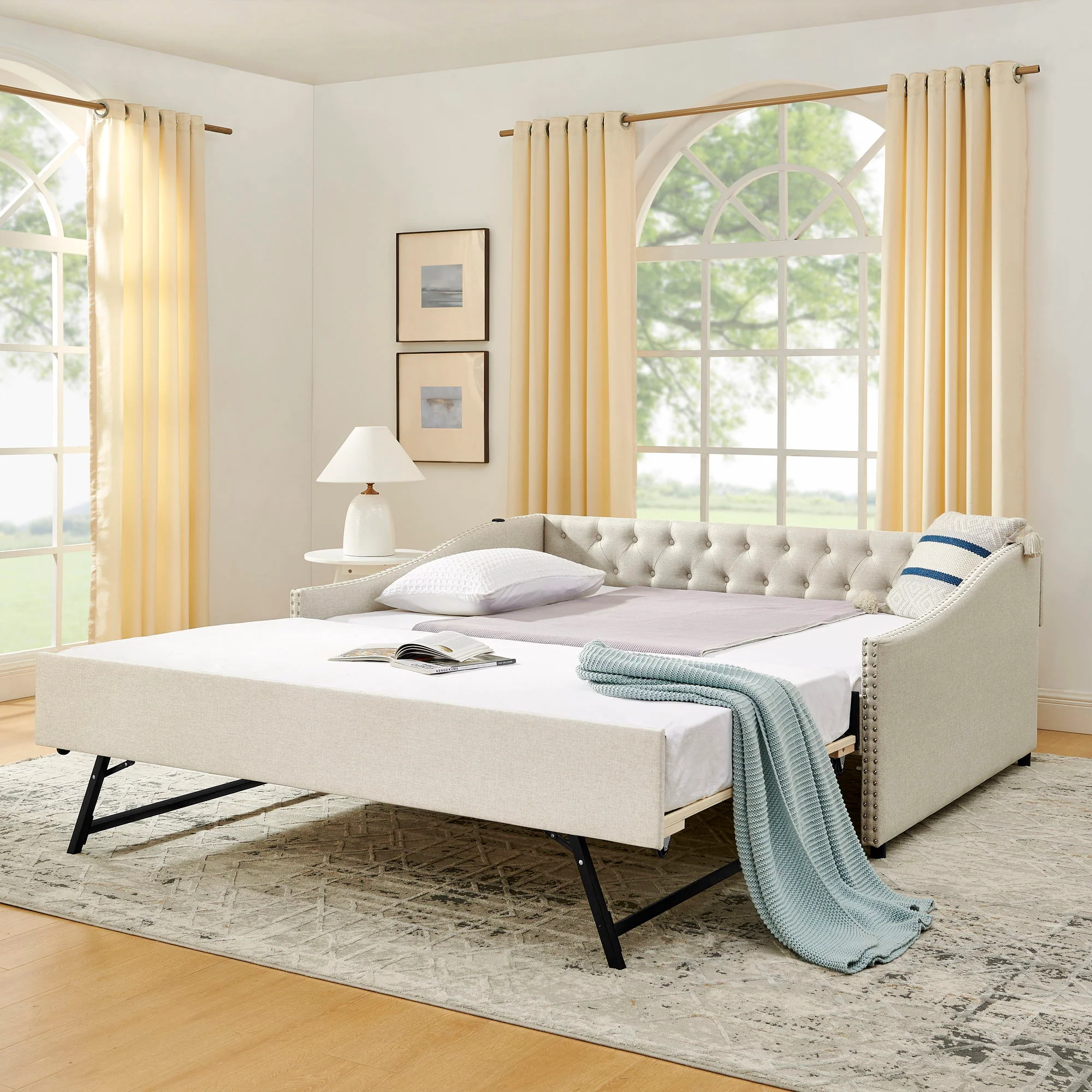Upholstered Daybed With USB Charging & Pull Out Bed - Image 25