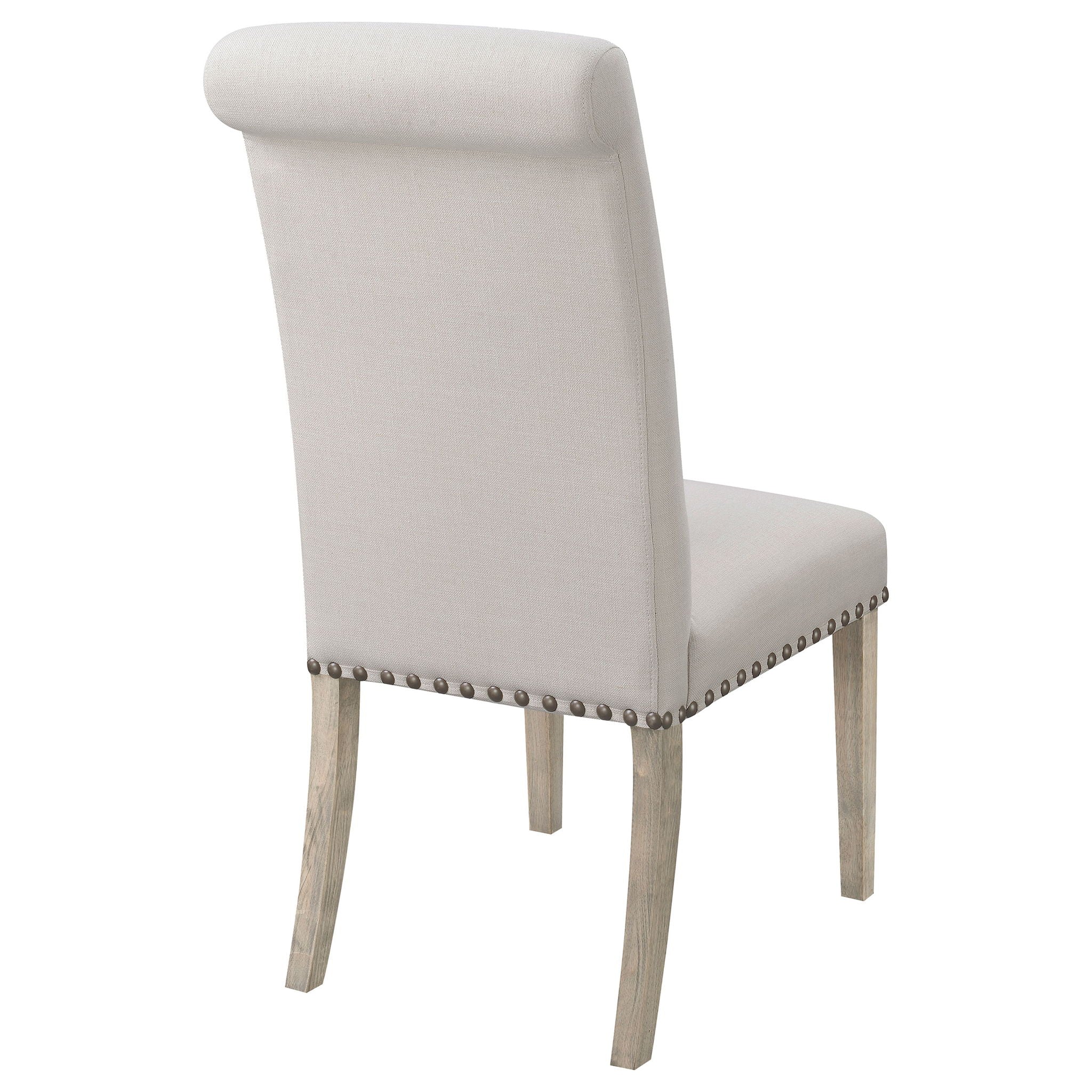 Upholstered Dining Chair With Rolled Edge Seat Back (Set of 2) - Beige - Image 5