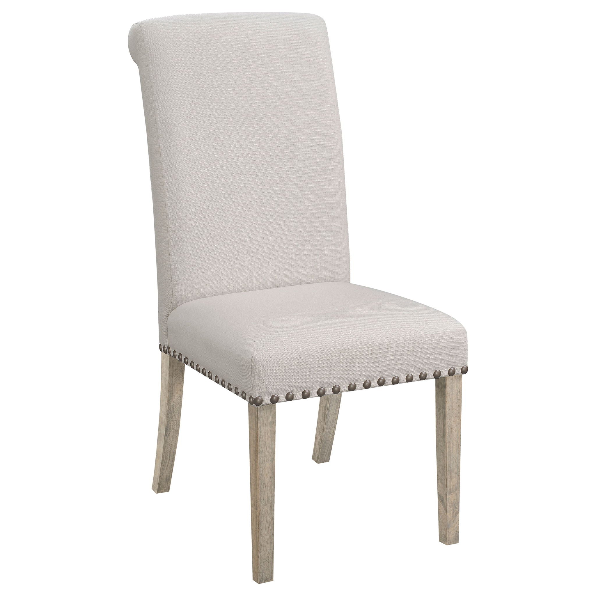 Upholstered Dining Chair With Rolled Edge Seat Back (Set of 2) - Beige - Image 9