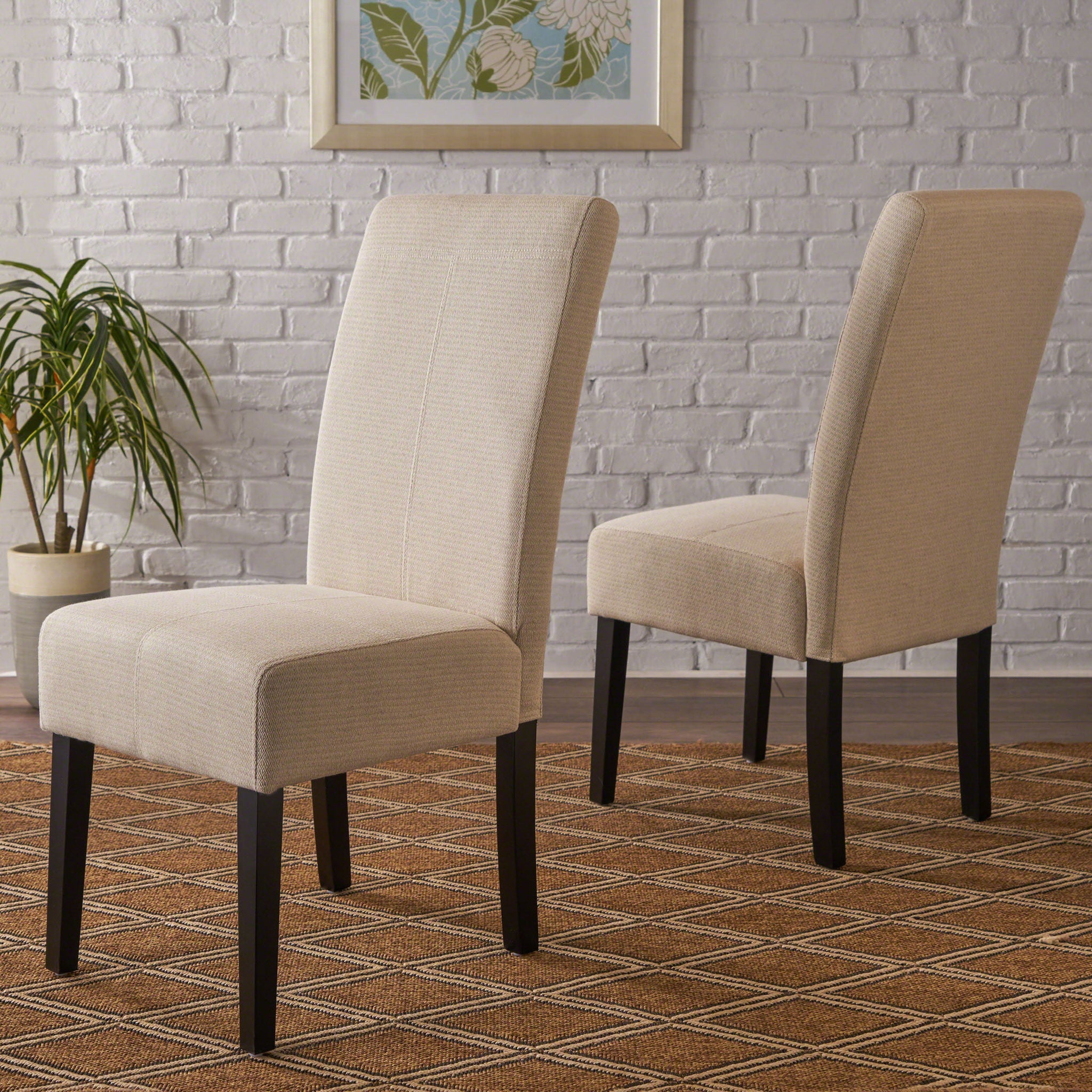 Upholstered Dining Chairs, Modern Fabric Dining Room Chair (Set of 2) - Beige - Image 5