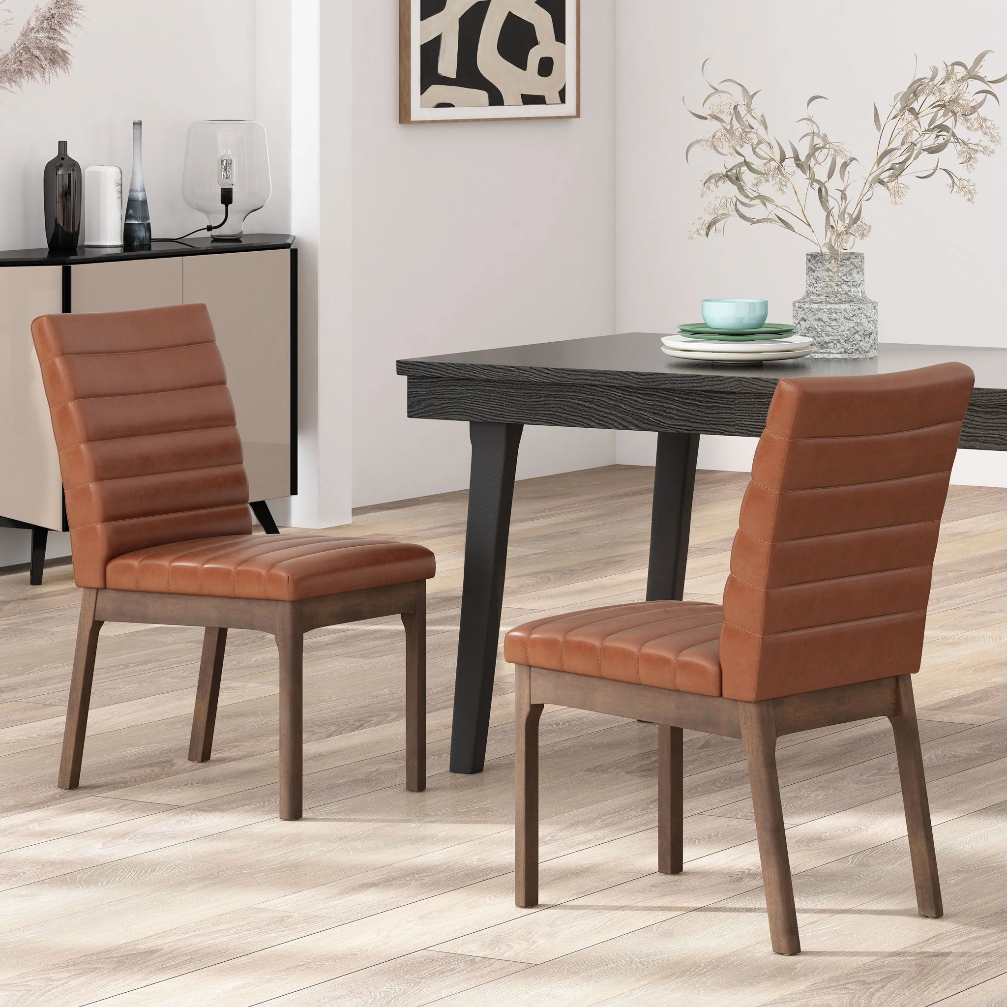 Upholstered Dining Chairs With Rubber Legs (Set of 2) - Image 12