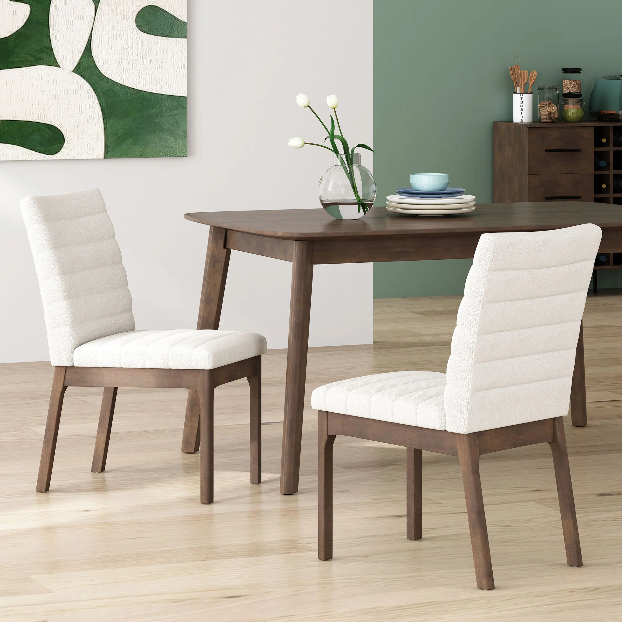Upholstered Dining Chairs With Rubber Legs (Set of 2) - Image 18