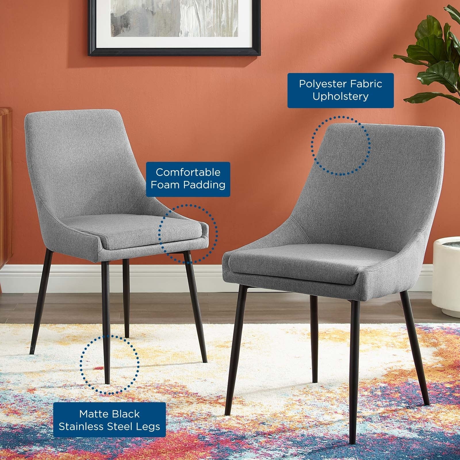 Upholstered Fabric Dining Chair Set with Tapered Metal Legs - Image 24