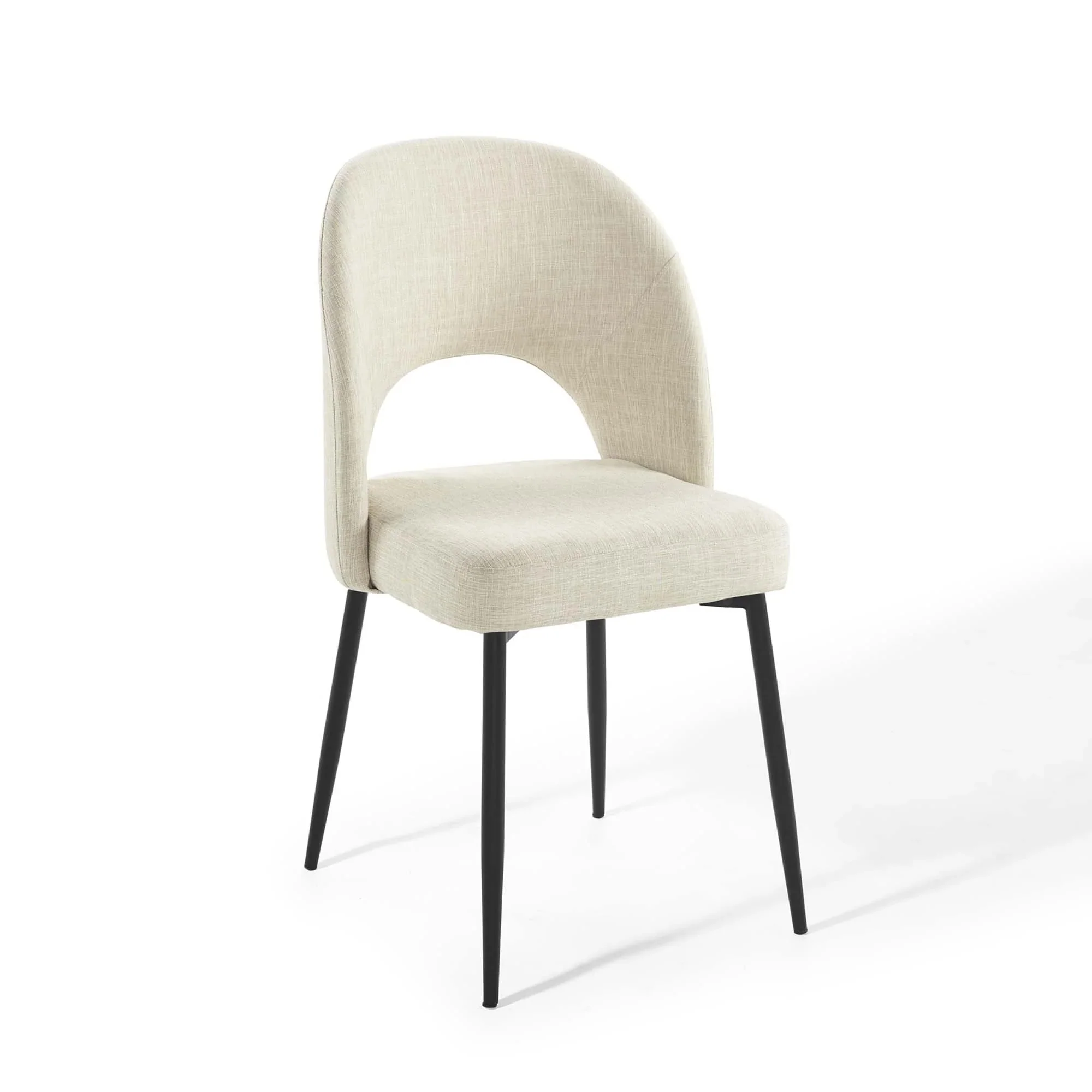 Upholstered Fabric Dining Side Chair Set with Open Back - Set of 2 - Image 3