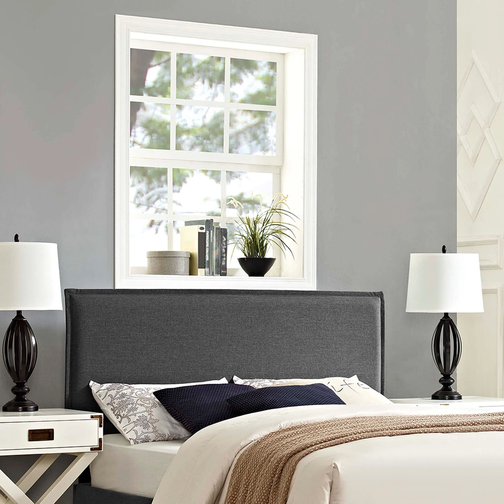 Upholstered Fabric Headboard with French Seam Detail - Image 10