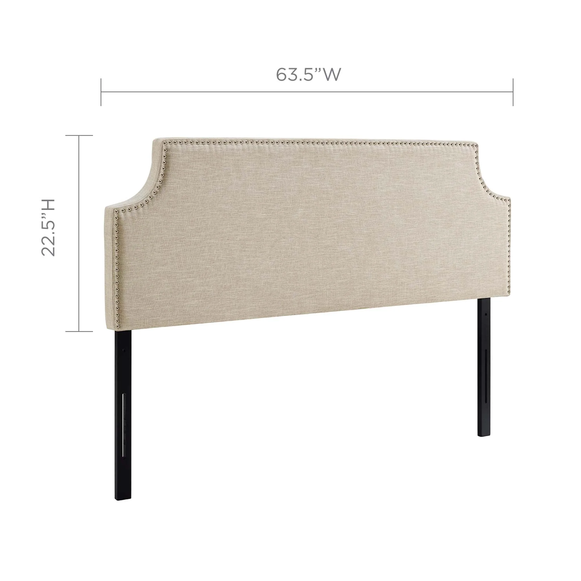 Upholstered Fabric Headboard with Nail Button Trim - Image 9