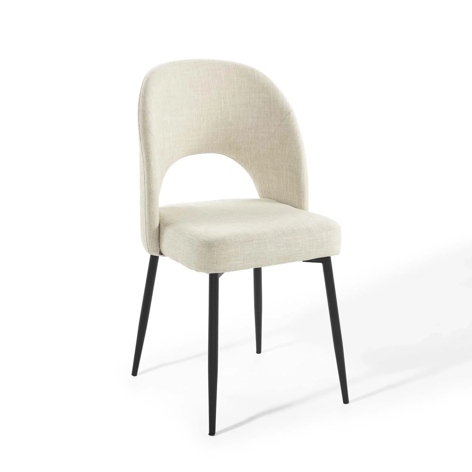 Upholstered Fabric Mid-Century Dining Side Chair – Open Back Design - Image 2
