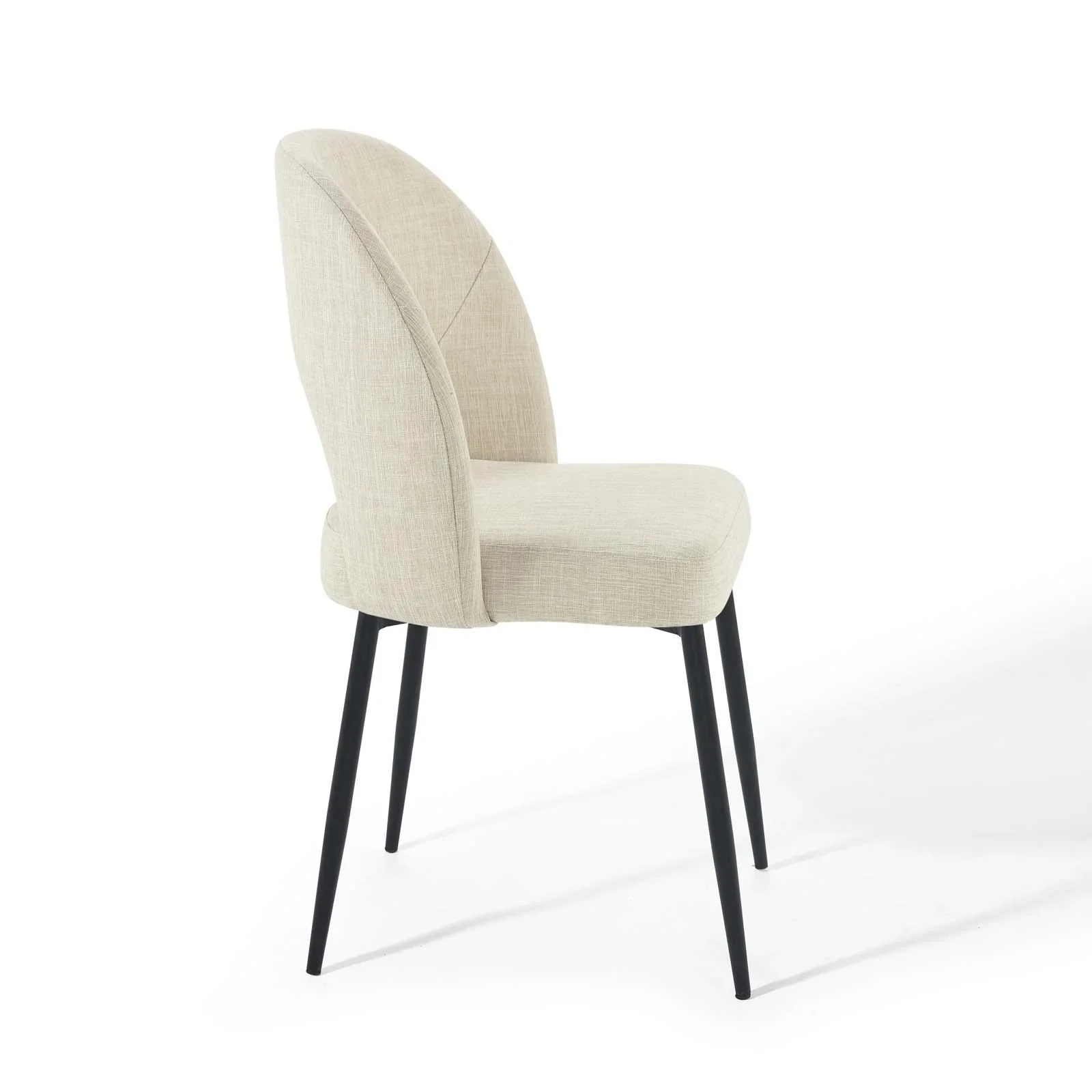 Upholstered Fabric Mid-Century Dining Side Chair – Open Back Design - Image 3