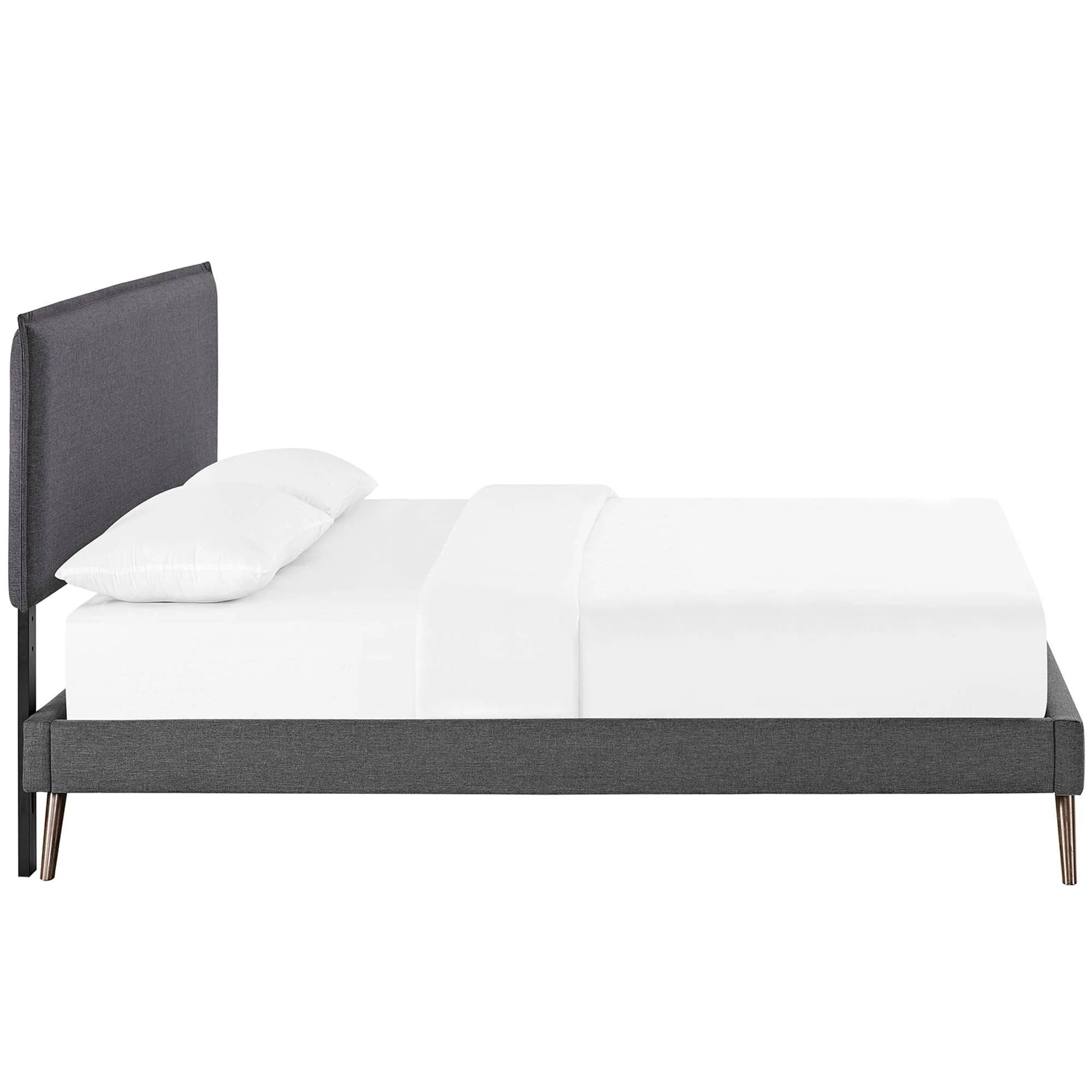 Upholstered Fabric Platform Bed with Round Splayed Legs - Image 12