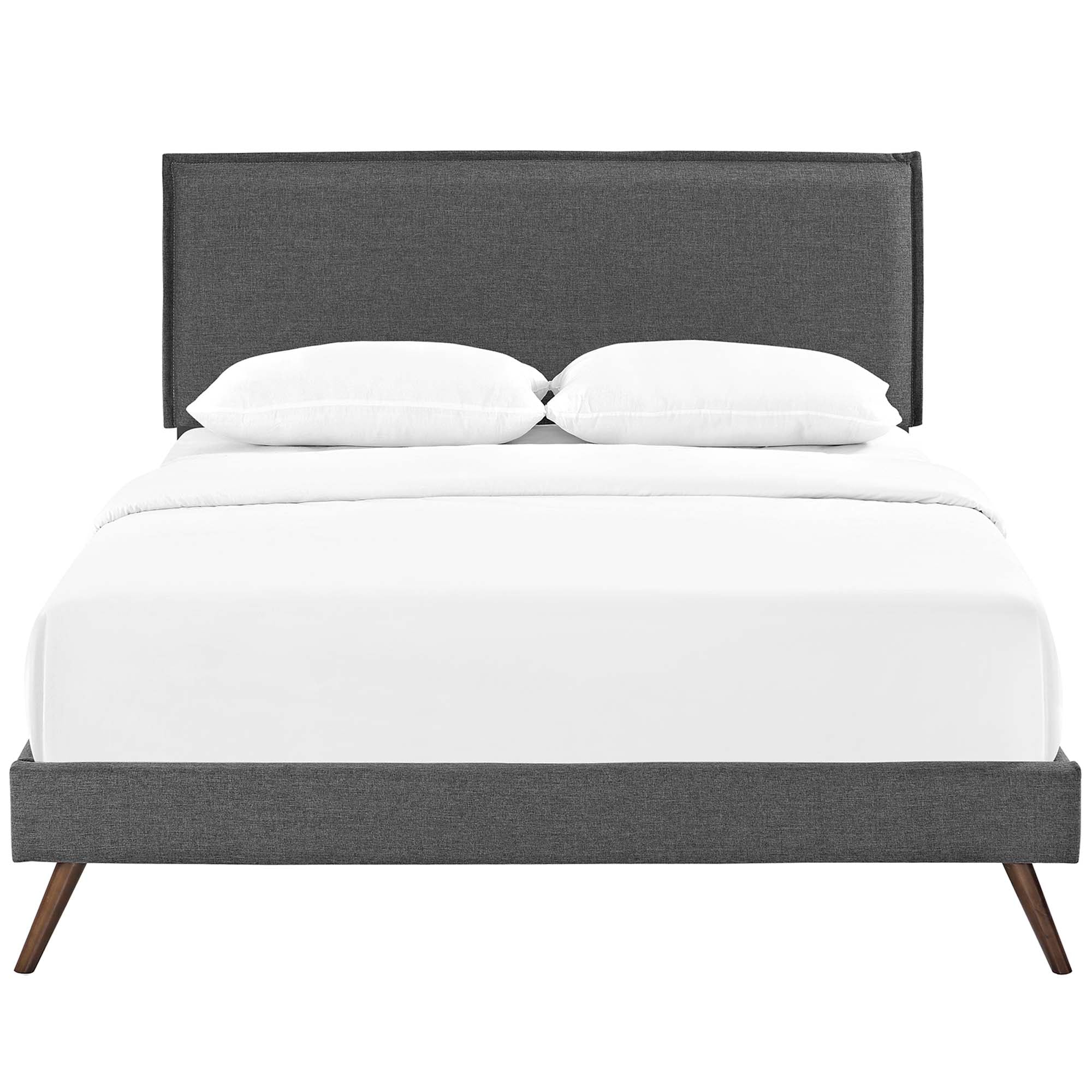 Upholstered Fabric Platform Bed with Round Splayed Legs - Image 13