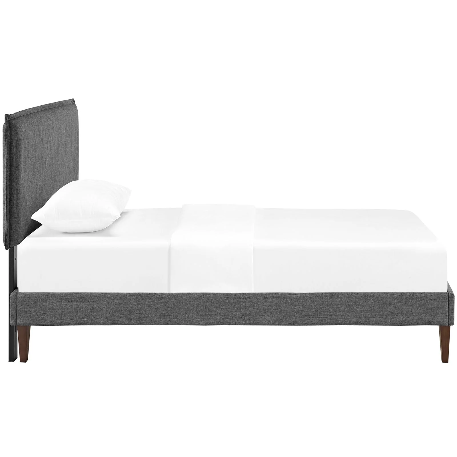 Upholstered Fabric Platform Bed with Squared Tapered Legs - Image 2