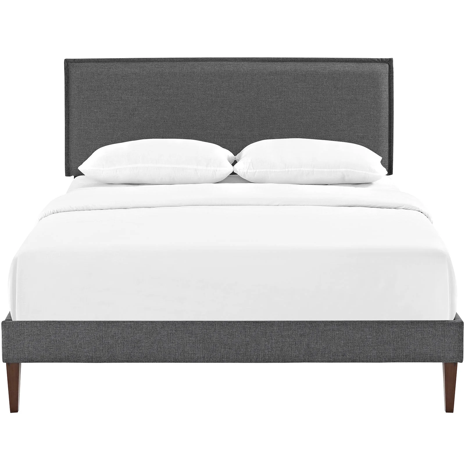 Upholstered Fabric Platform Bed with Squared Tapered Legs - Image 8