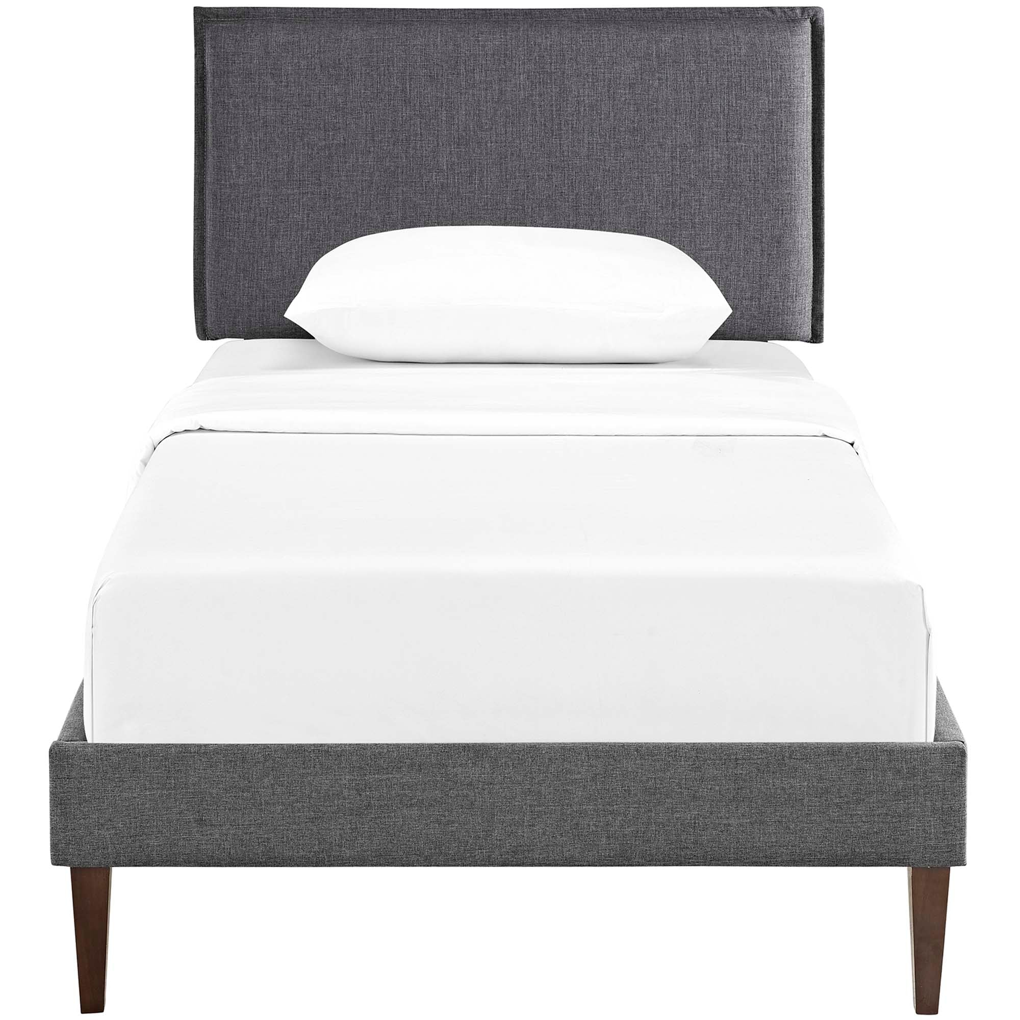 Upholstered Fabric Platform Bed with Squared Tapered Legs - Image 4