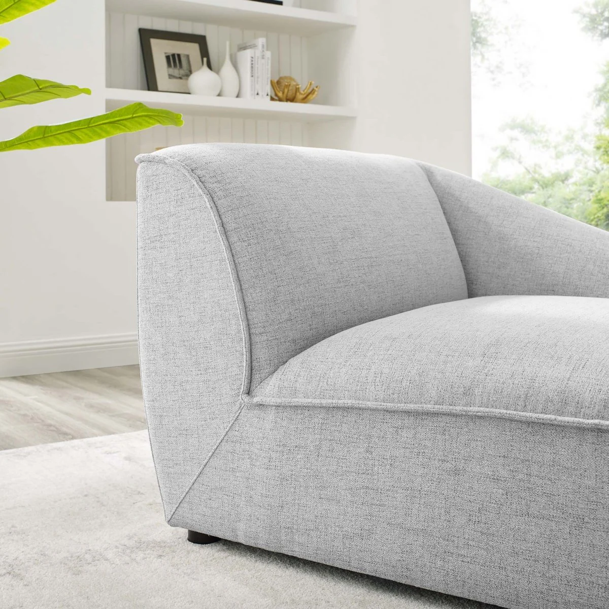 Upholstered Fabric Right-Arm Sectional Chair 41.5 Inch in Light Gray - Image 3