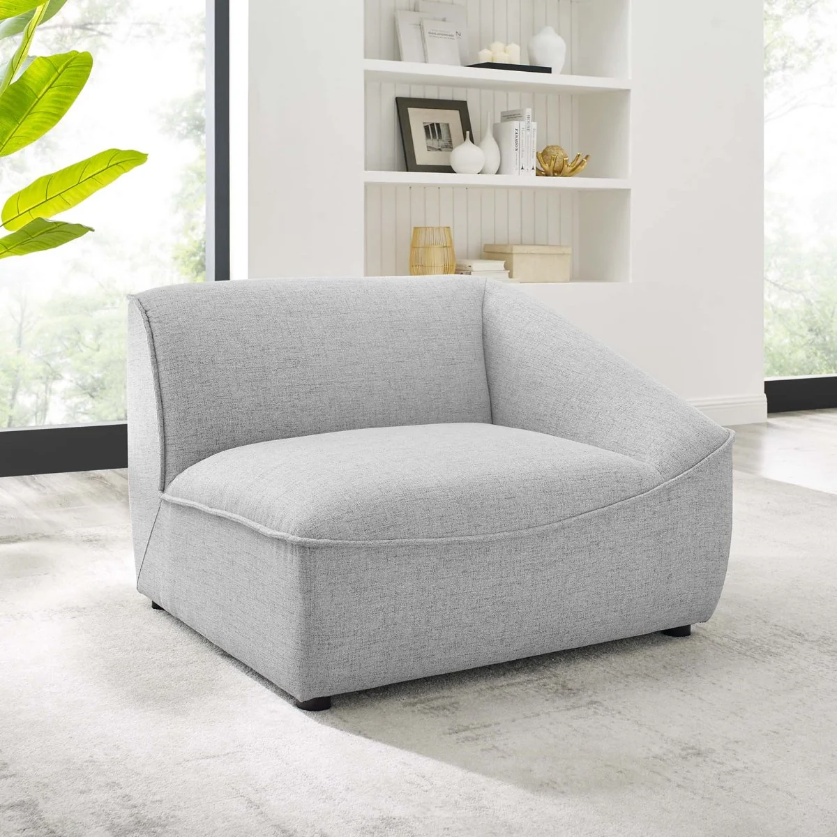 Upholstered Fabric Right-Arm Sectional Chair 41.5 Inch in Light Gray - Image 6
