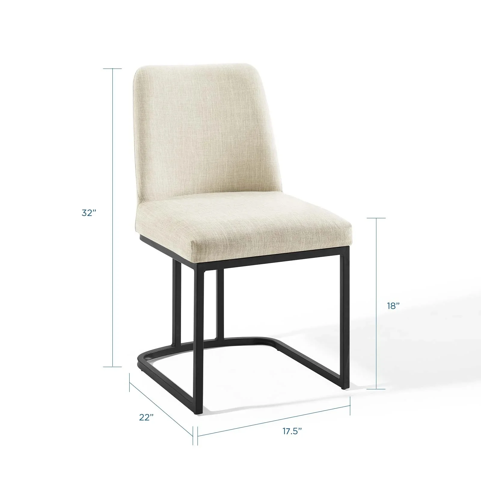 Upholstered Fabric Sled Base Dining Side Chair - Image 8