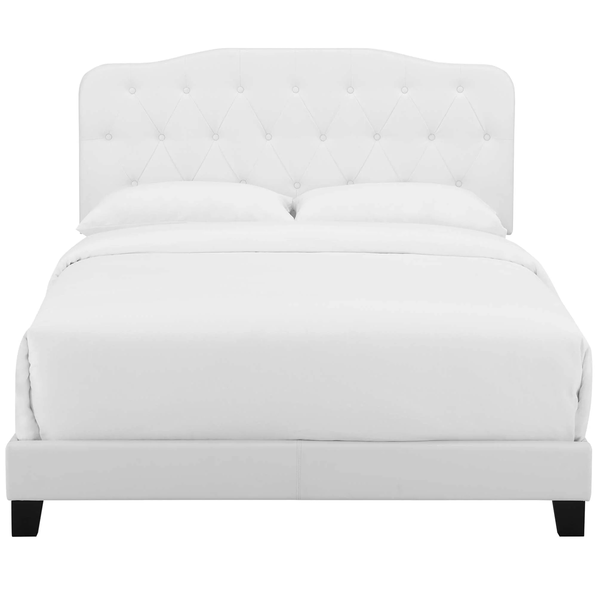 Upholstered Faux Leather Bed with Button Tufted Headboard - Image 10