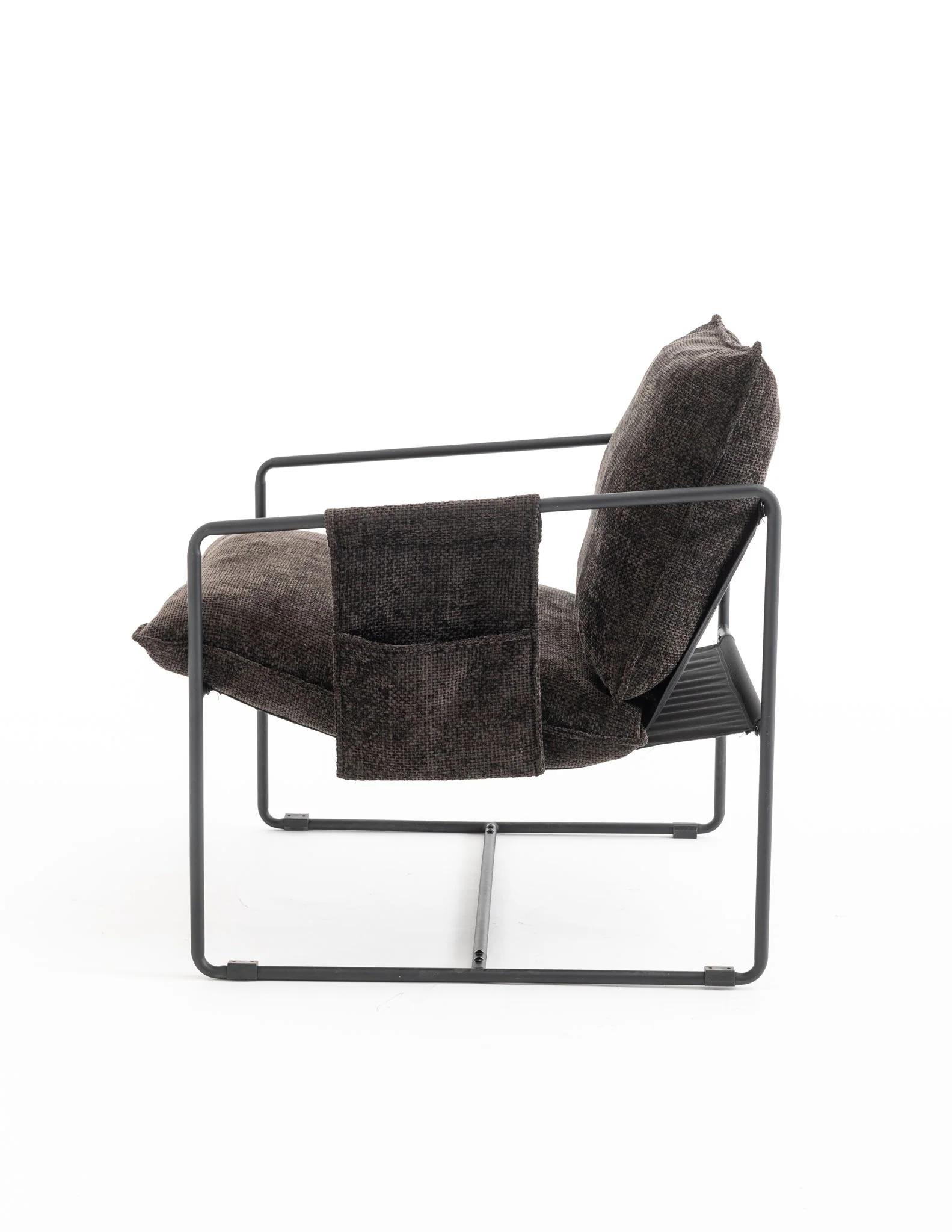 Upholstered Hanging Armchair With Arm Pocket Metal Frame (Set of 2), Crushed Foam Cushions And Skin-Friendly Braid For Living Room And Bedroom - Image 2