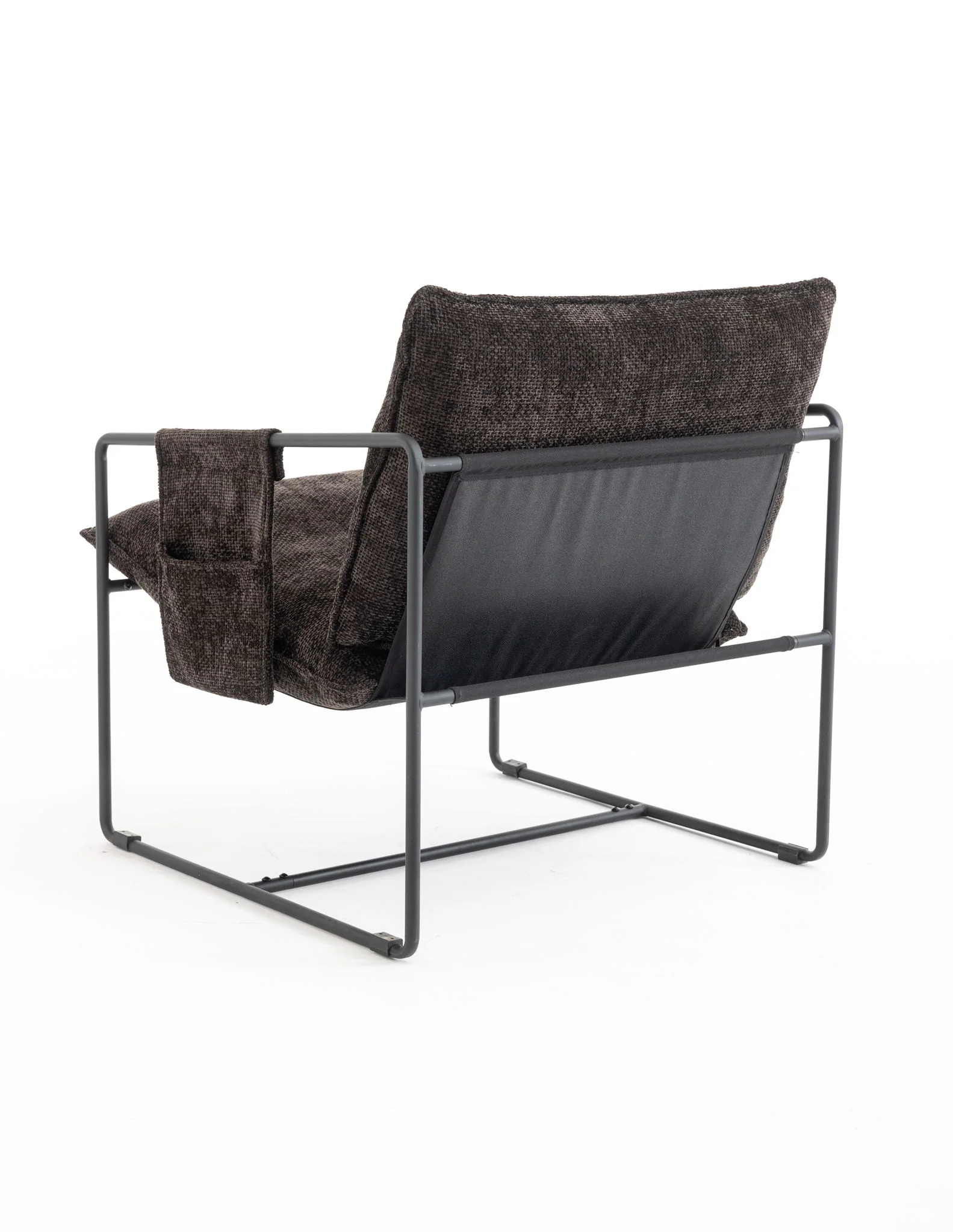 Upholstered Hanging Armchair With Arm Pocket Metal Frame (Set of 2), Crushed Foam Cushions And Skin-Friendly Braid For Living Room And Bedroom - Image 6