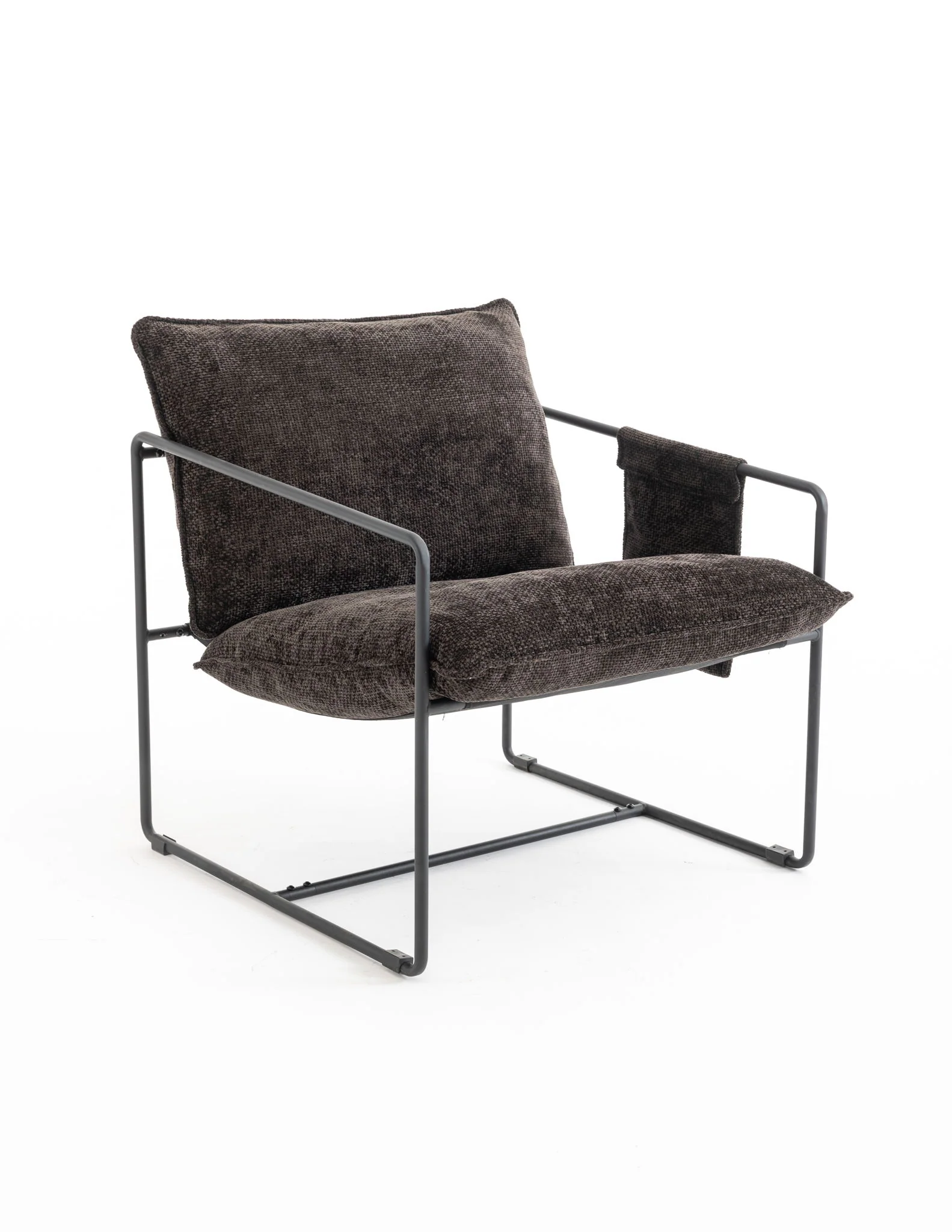 Upholstered Hanging Armchair With Arm Pocket Metal Frame (Set of 2), Crushed Foam Cushions And Skin-Friendly Braid For Living Room And Bedroom - Image 7