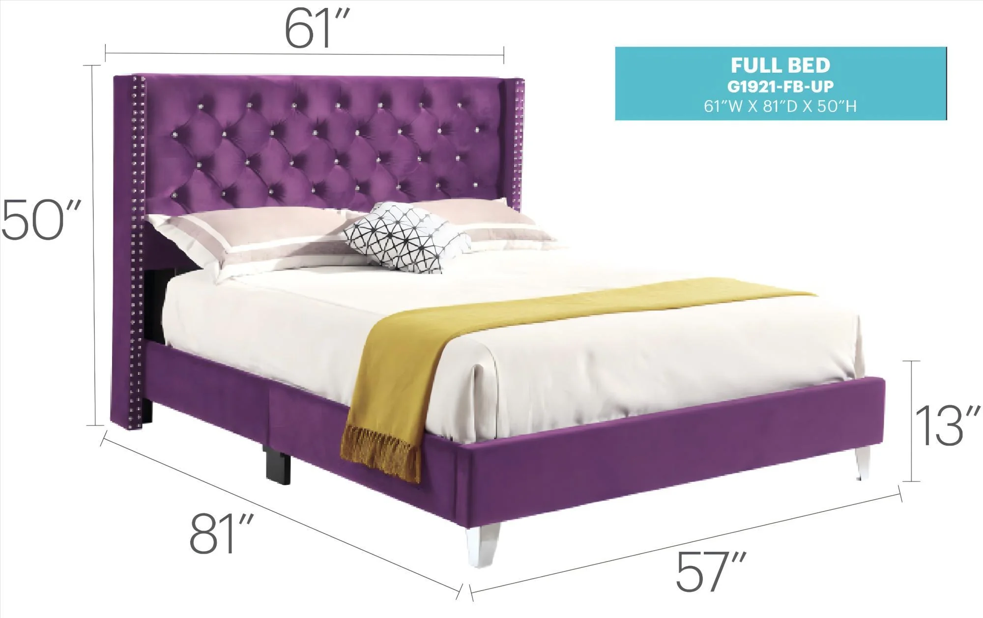 Upholstered Nailhead Trim Chic Bed - Image 33