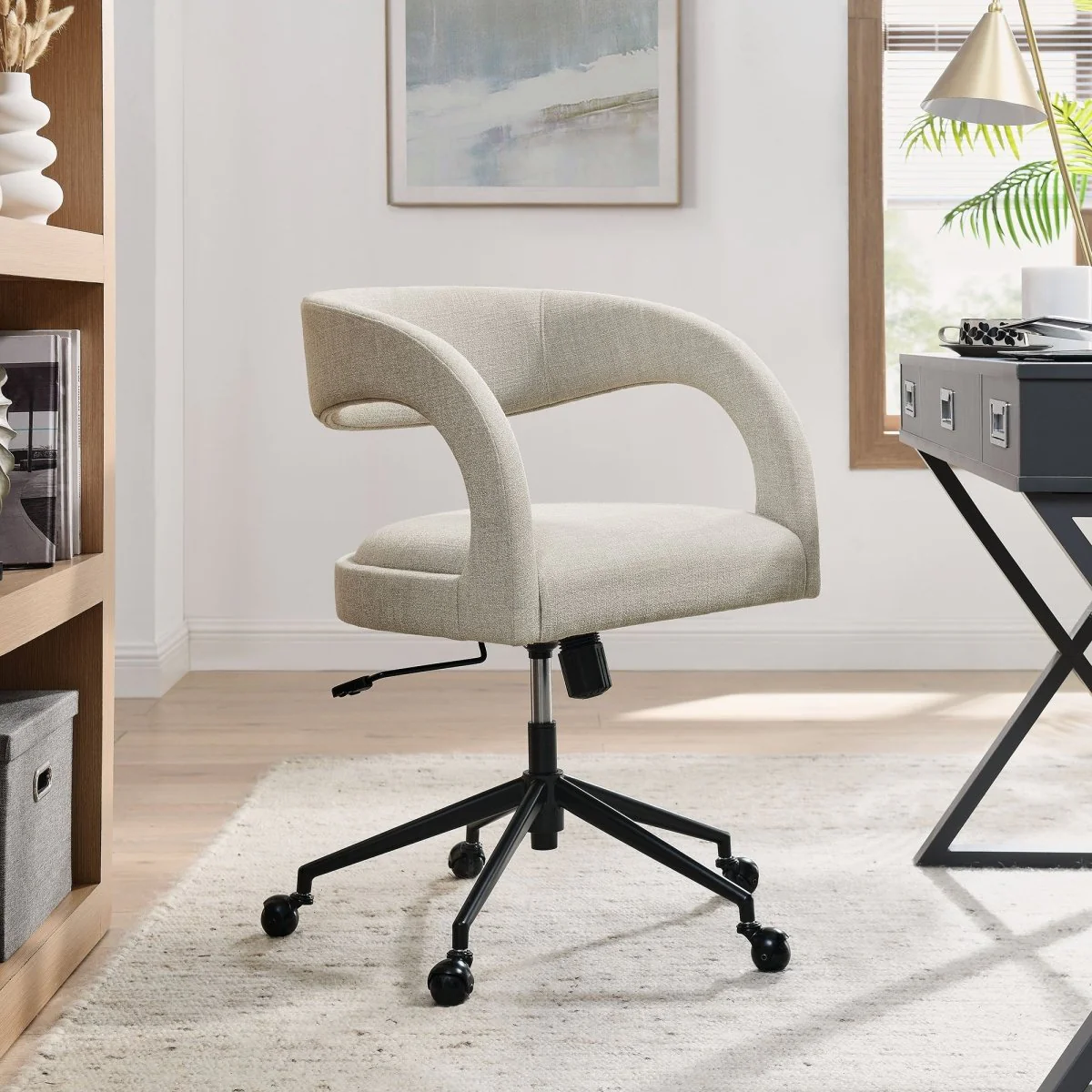 Upholstered Office Chair – Barrel Back Design | Modern Desk Seating, Ergonomic Accent - Image 30