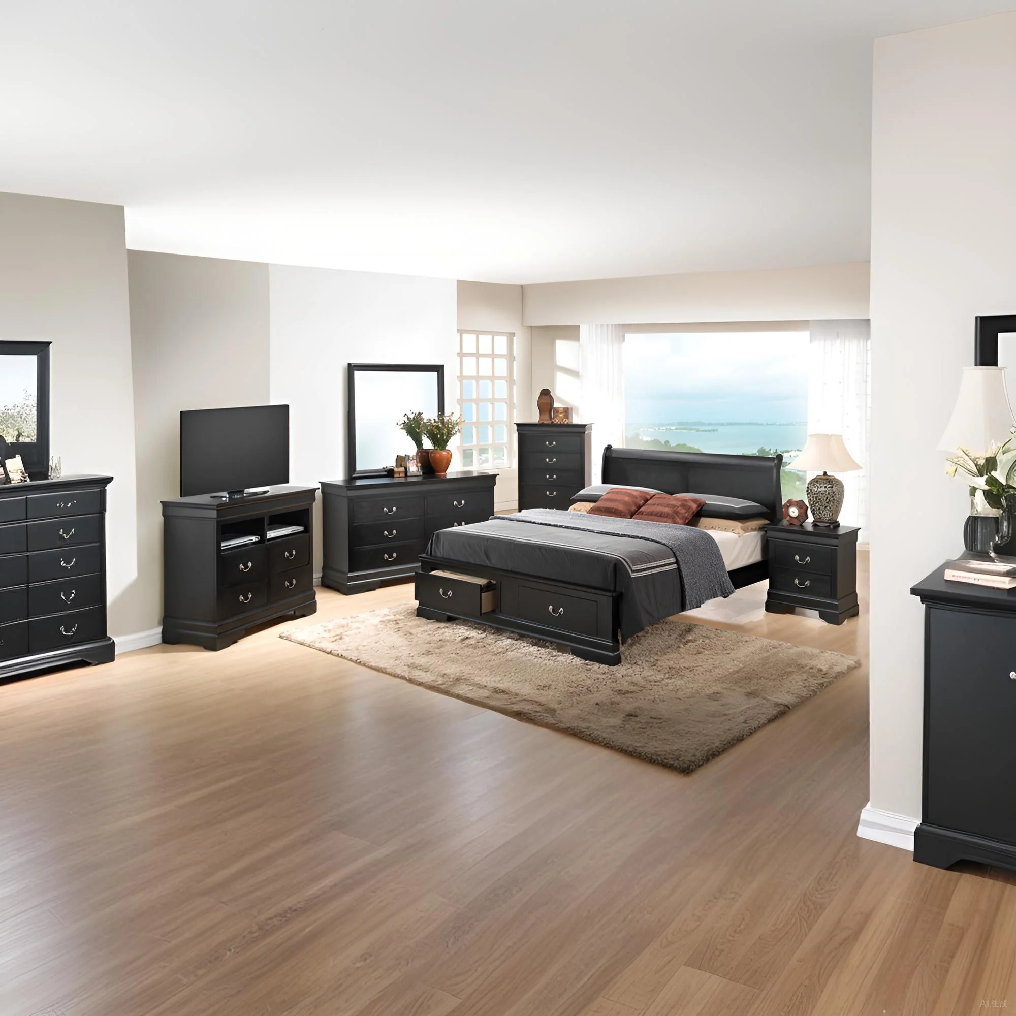 Upholstered Panel Sleigh Bed Design - Image 16