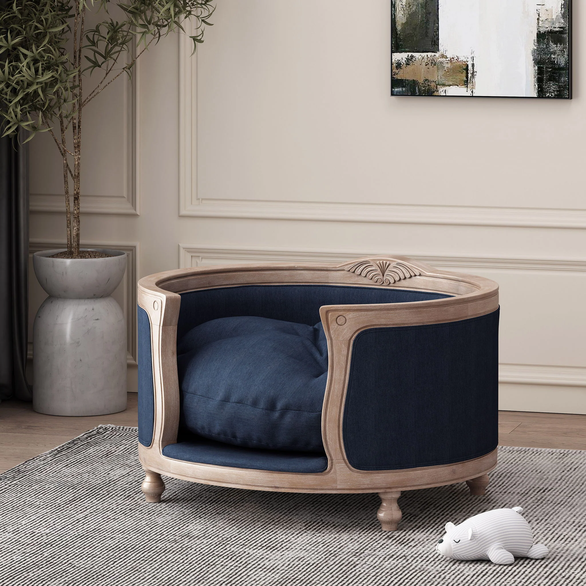 Upholstered Pet Bed, Fabric Dog Bed - Image 3
