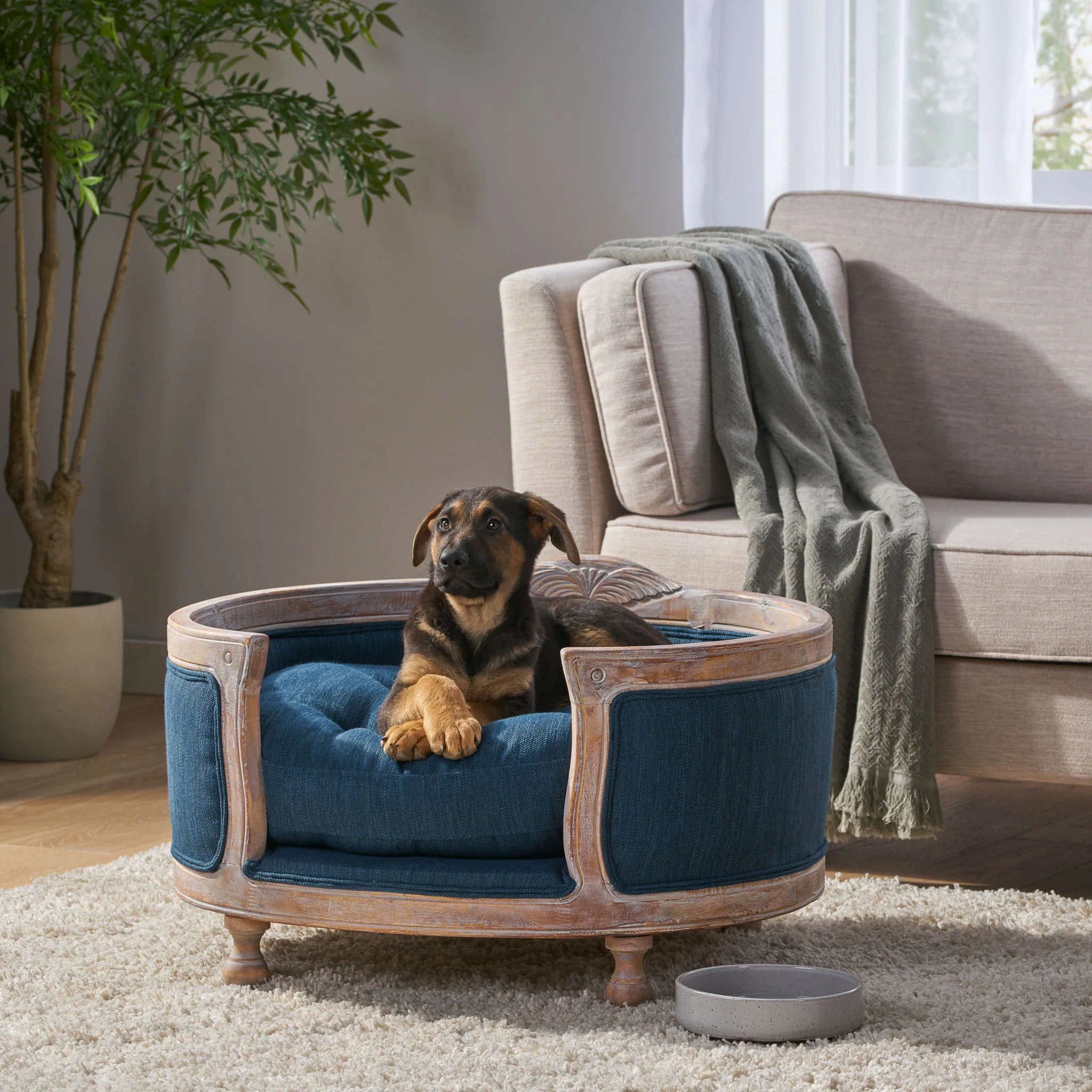 Upholstered Pet Bed, Fabric Dog Bed - Image 7