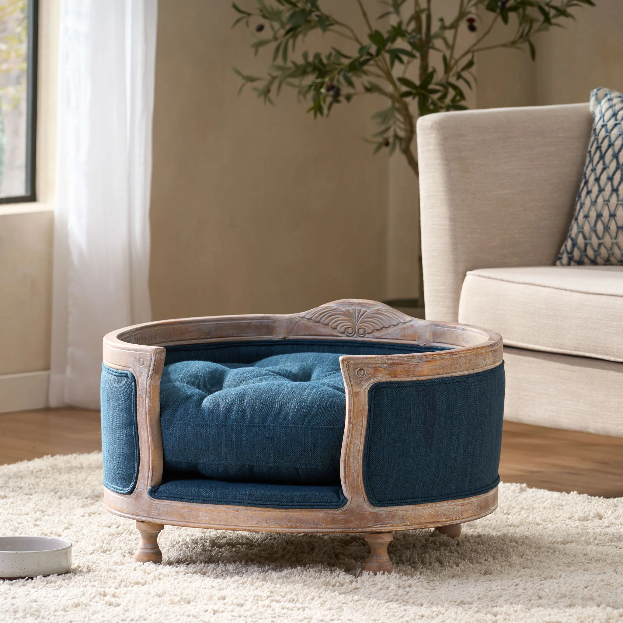 Upholstered Pet Bed, Fabric Dog Bed - Image 9