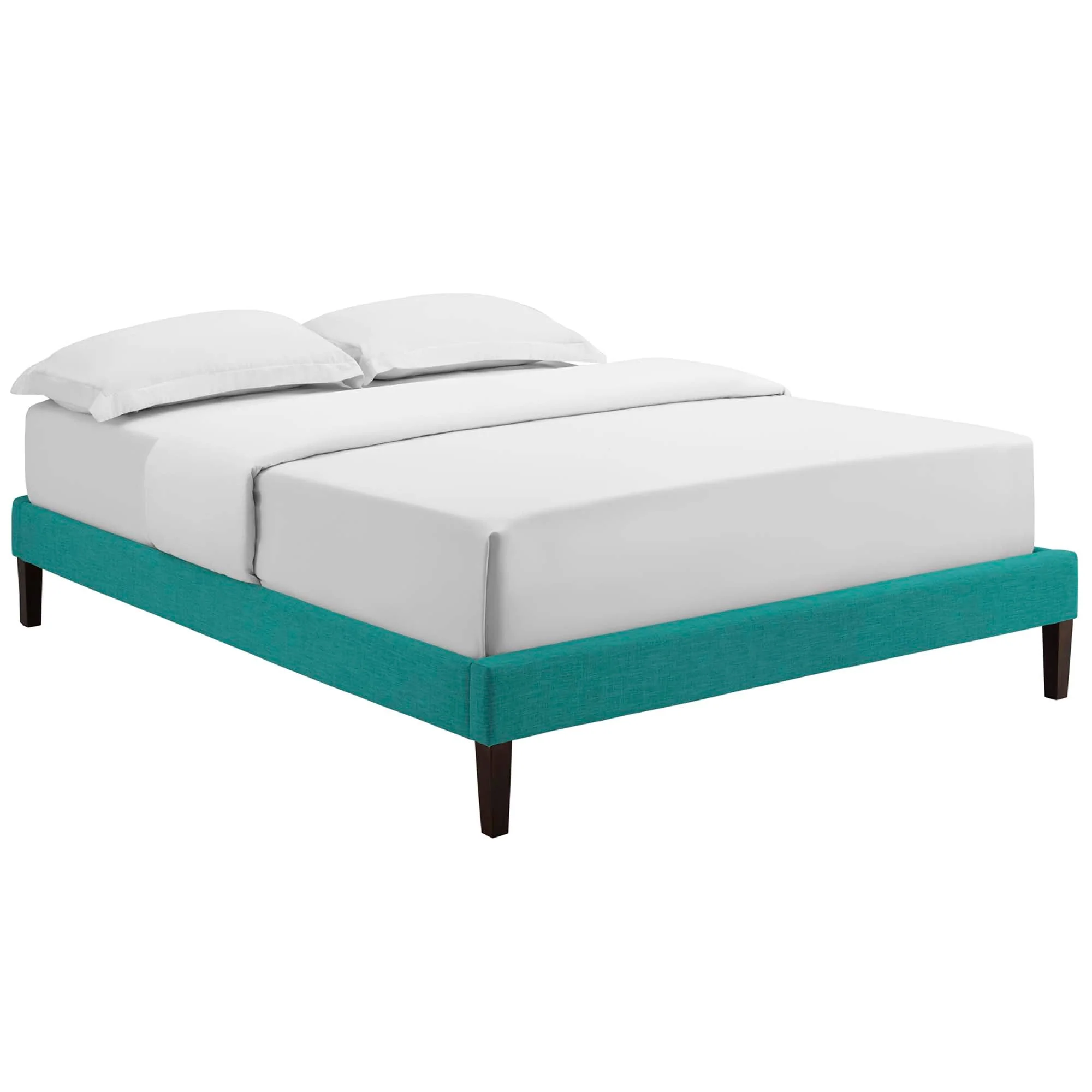 Upholstered Platform Bed Frame with Squared Tapered Legs - Image 26