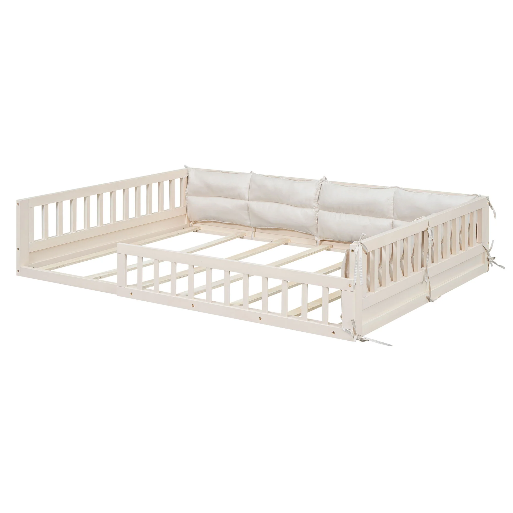 Upholstered Platform Bed With Guardrail And Pillow - Image 18