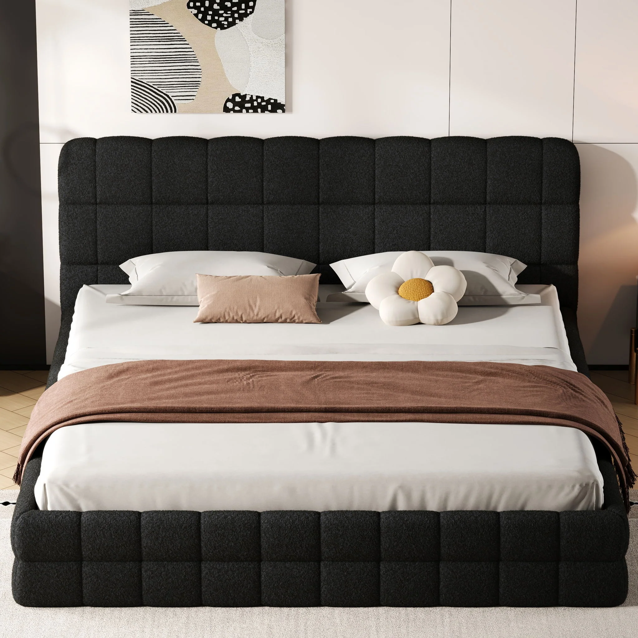 Upholstered Platform Bed With Headboard - Image 17