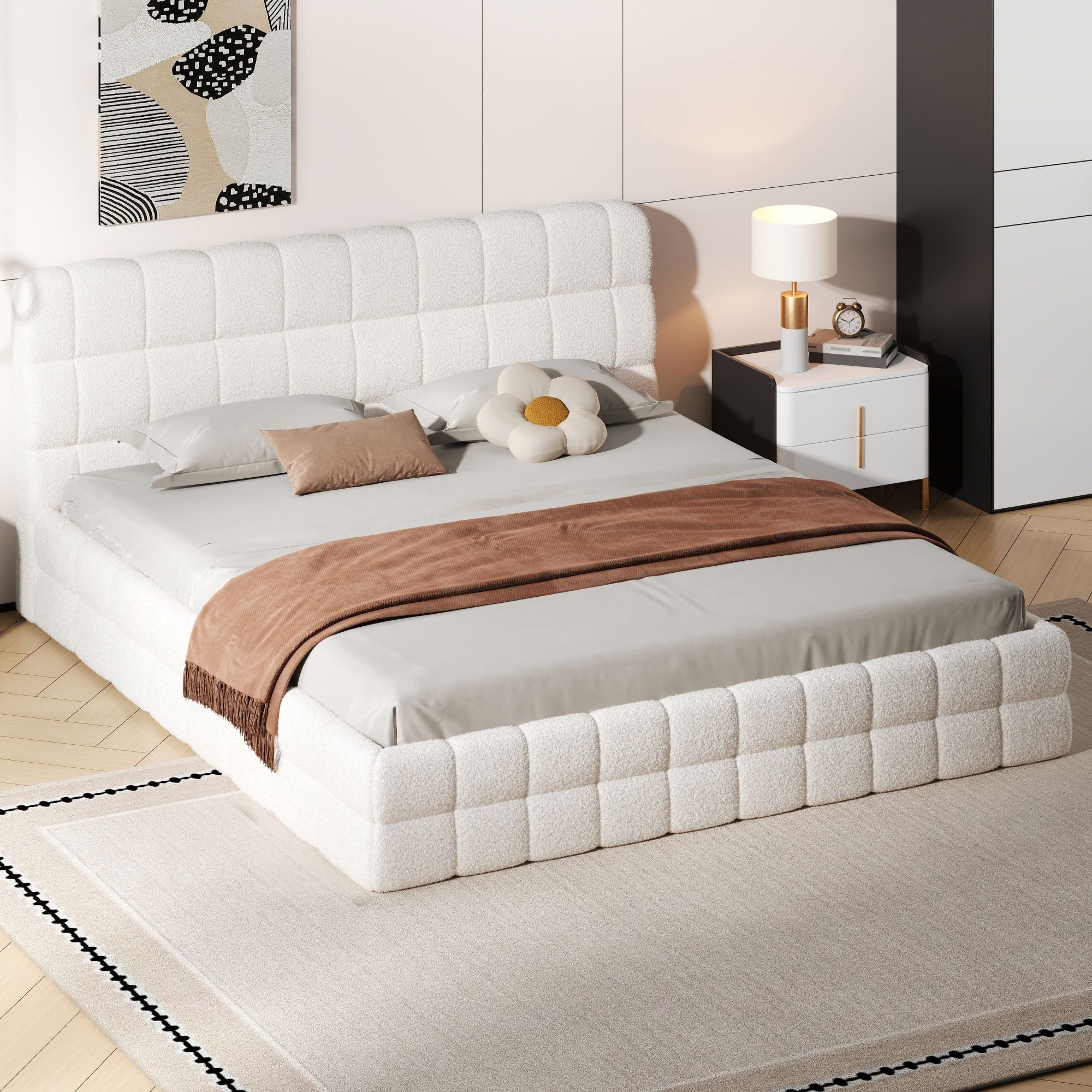 Upholstered Platform Bed With Headboard - Image 28