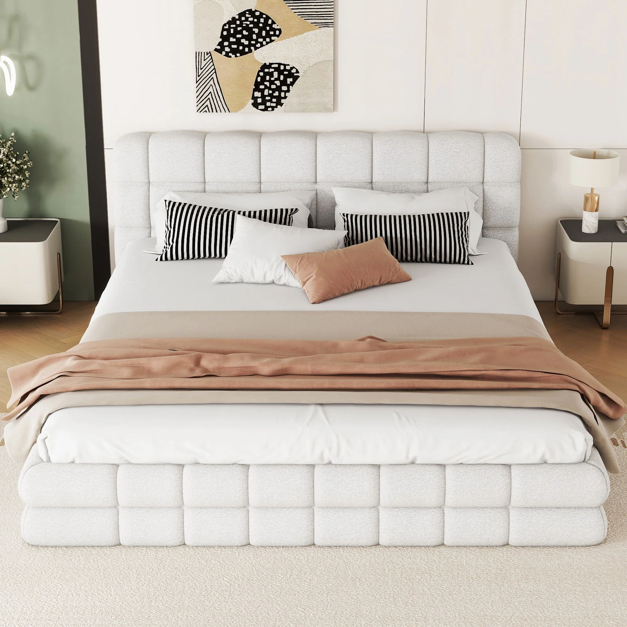 Upholstered Platform Bed With Headboard - Image 31