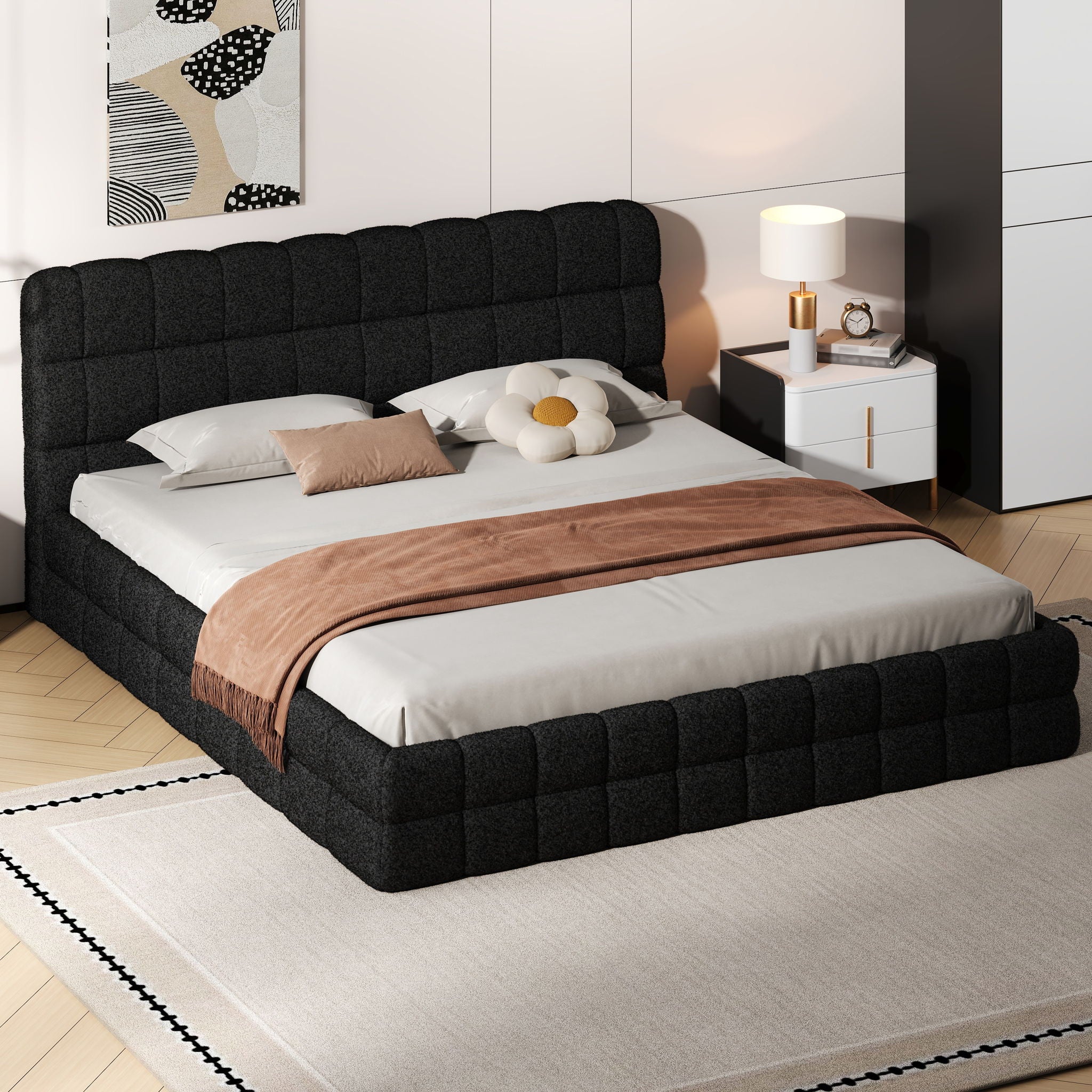 Upholstered Platform Bed With Headboard - Image 6