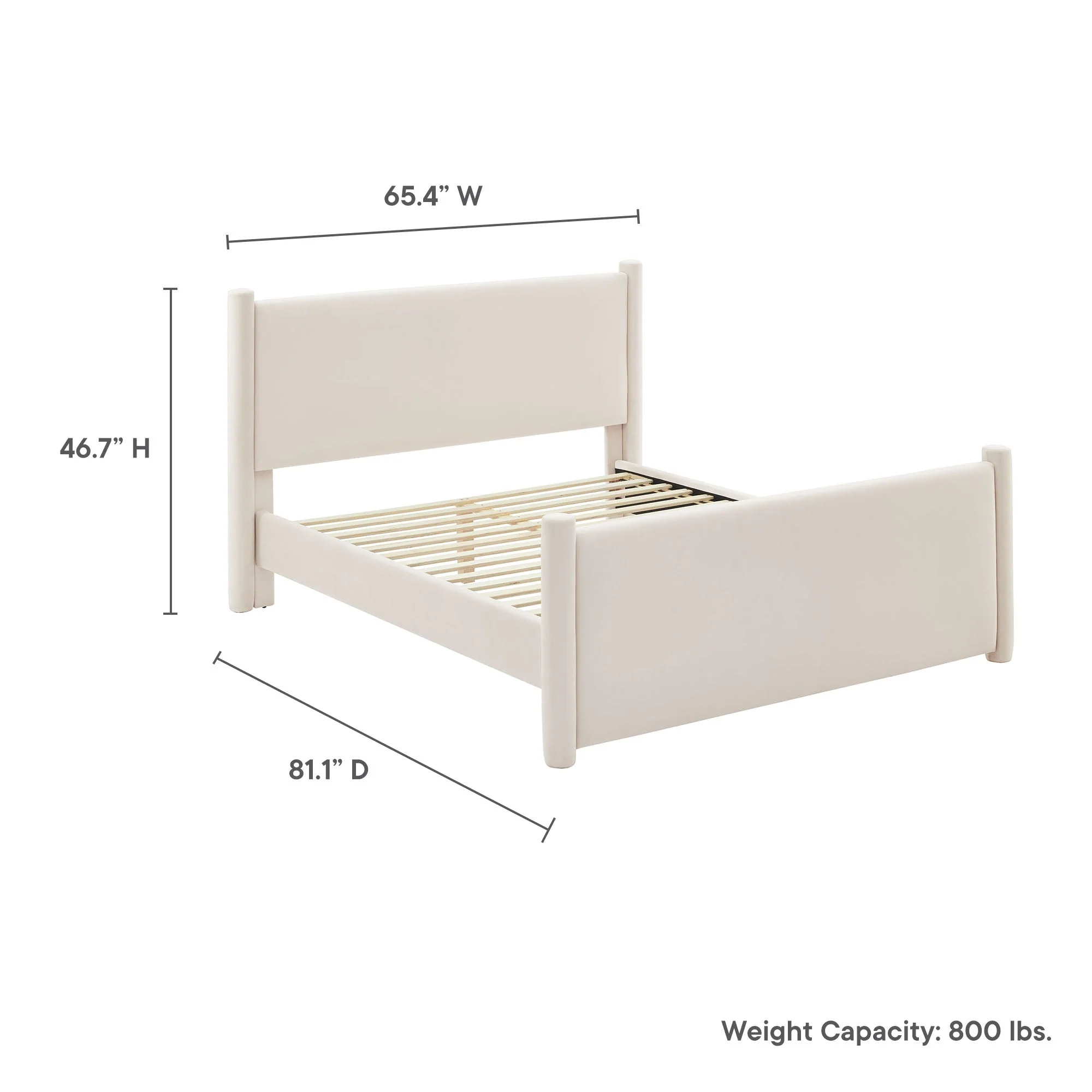 Upholstered Platform Bed with Padded Headboard and Footboard - Image 23